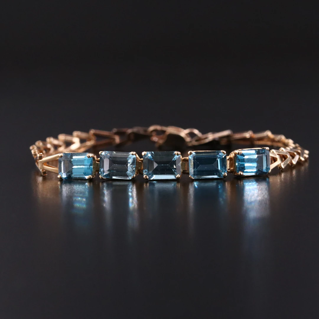 14K Swiss Blue Topaz Bracelet
