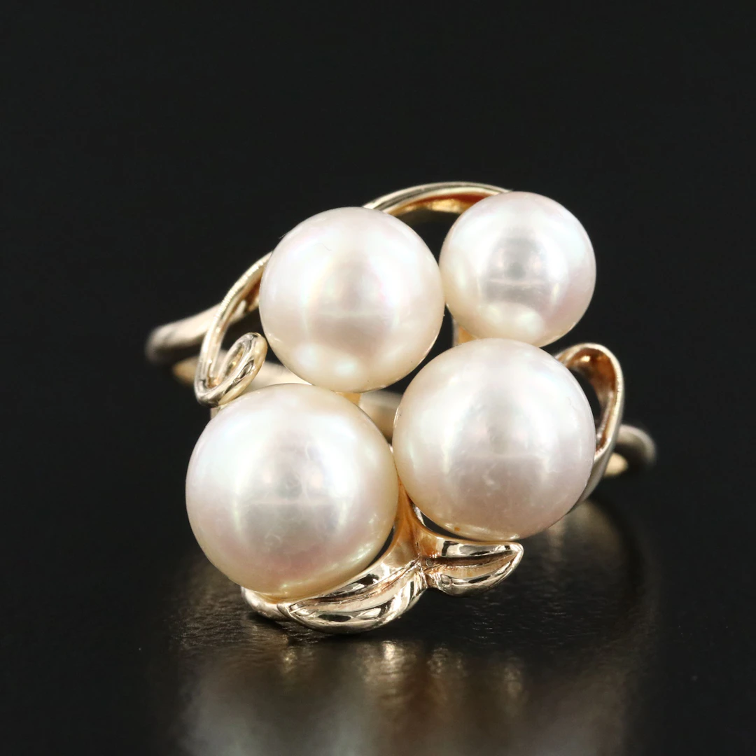 Mikimoto 14K Pearl Grape Cluster Ring