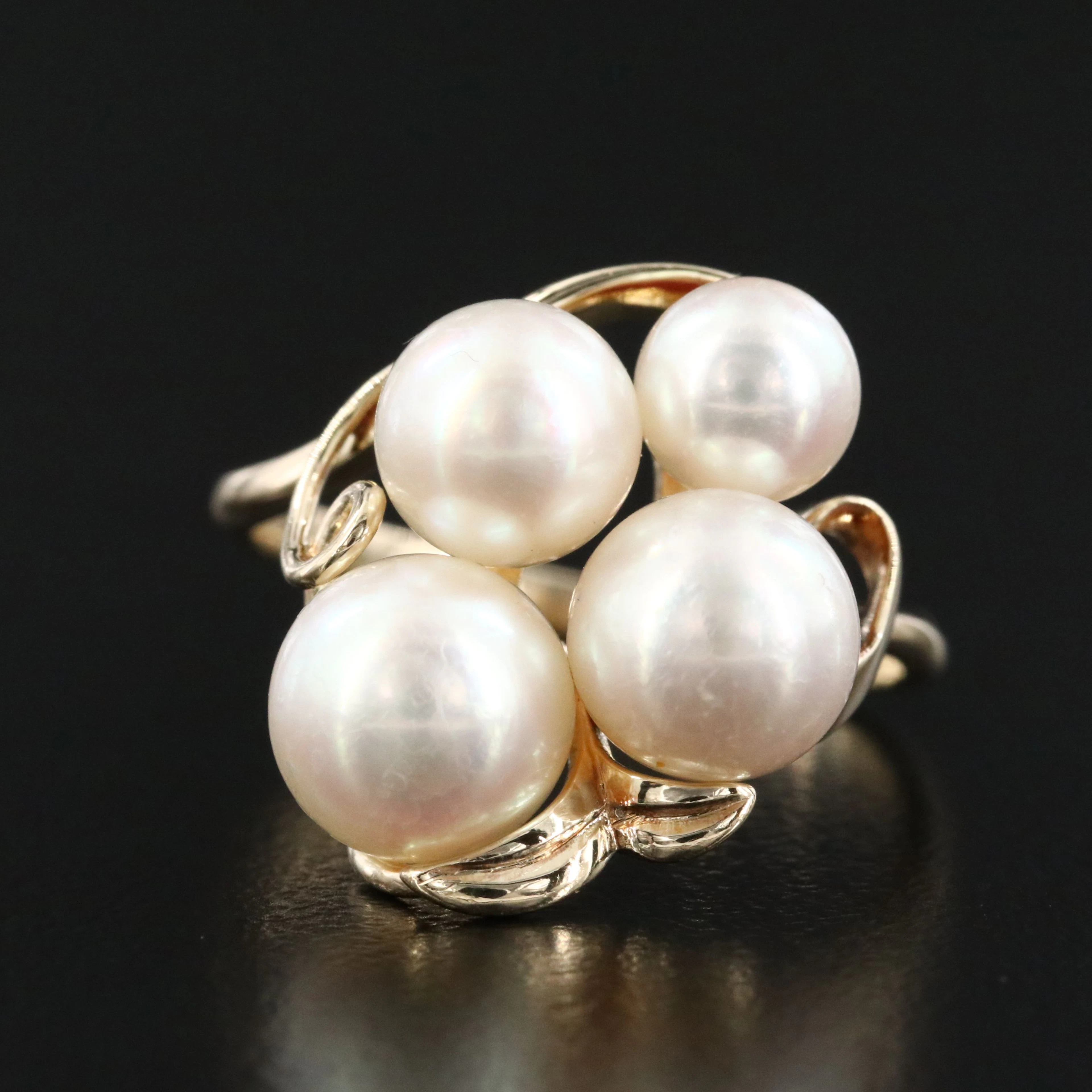 Mikimoto 14K Pearl Grape Cluster Ring