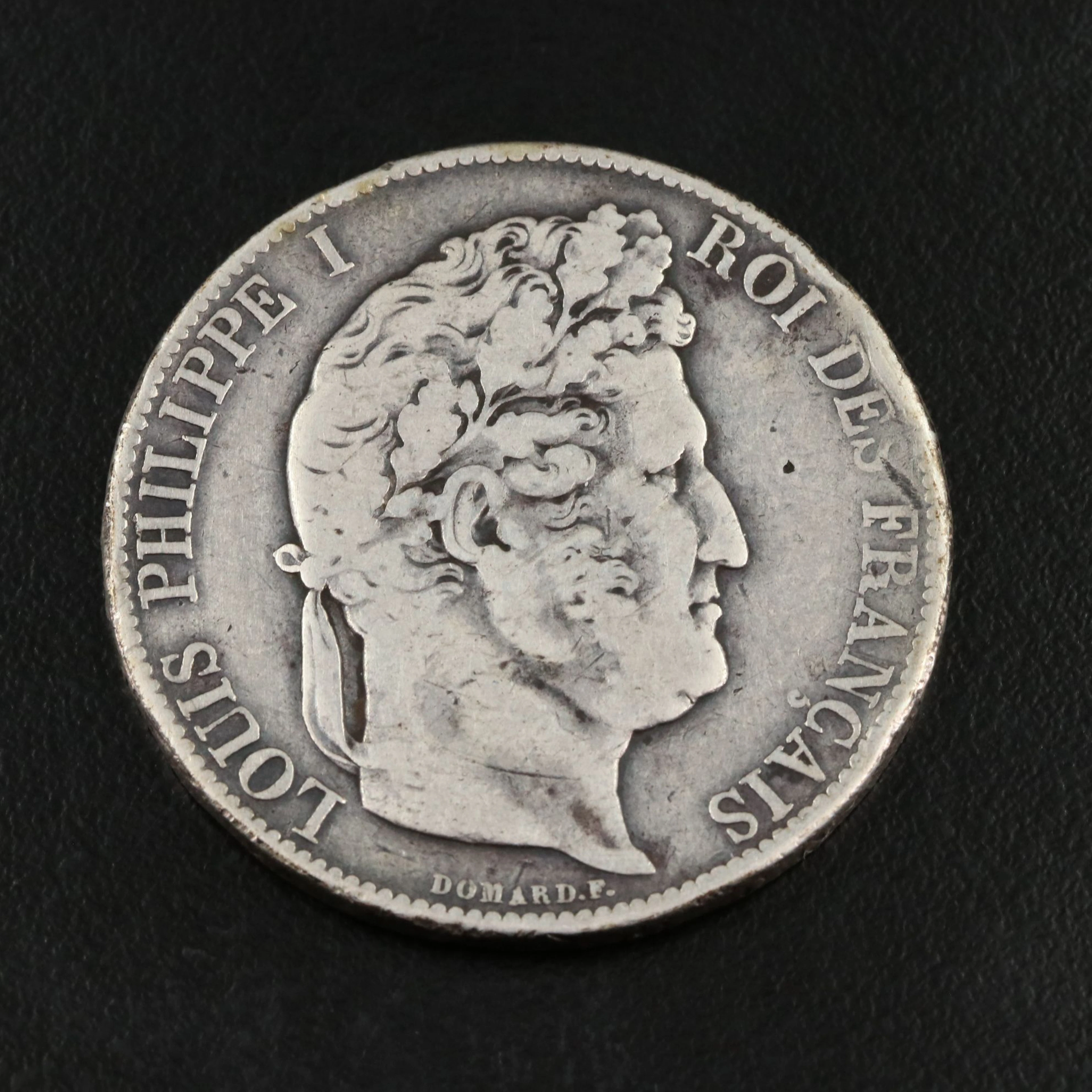 1847 BB France Silver Five Francs