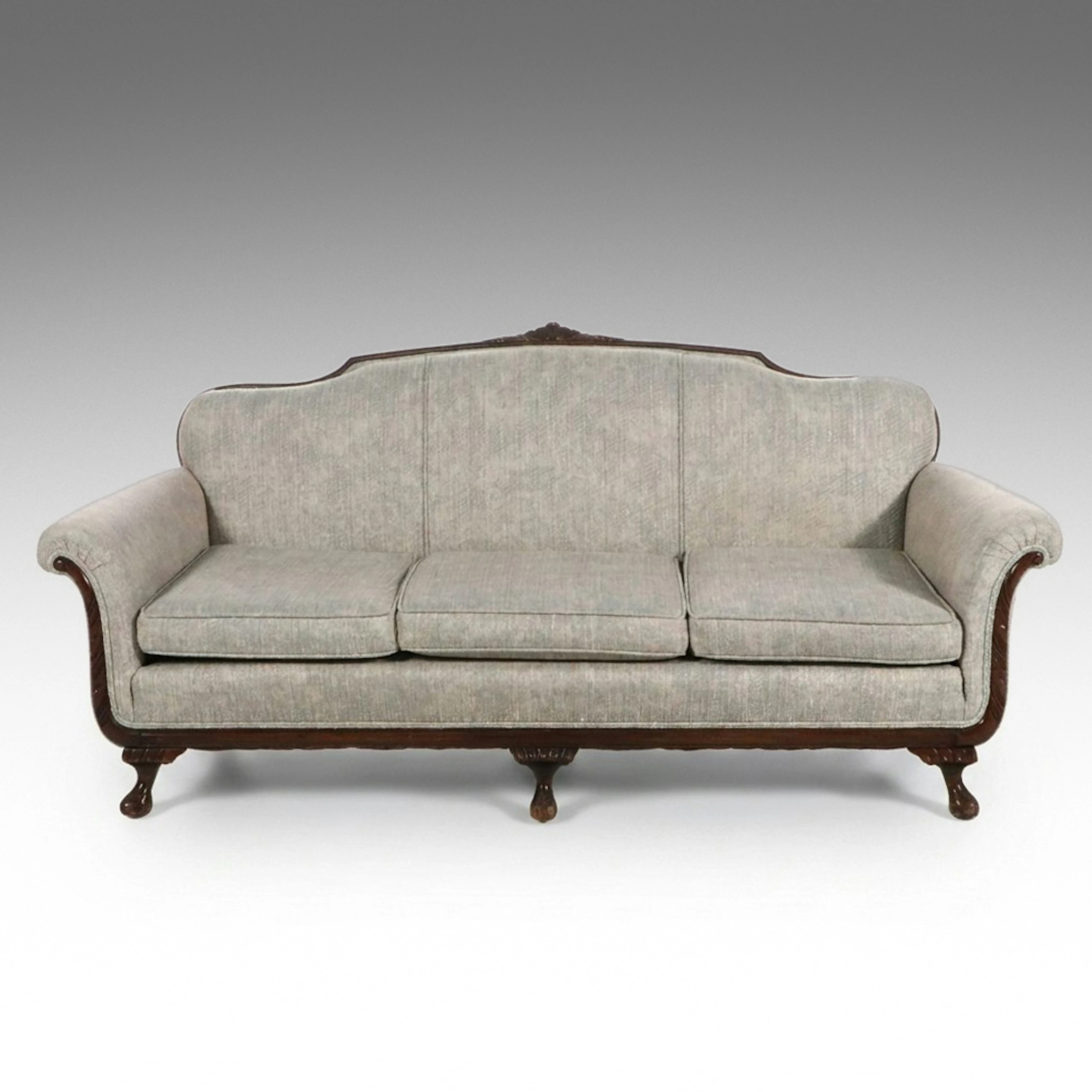 Chippendale Style Upholstered Sofa with Camel Back, Late 20th Century