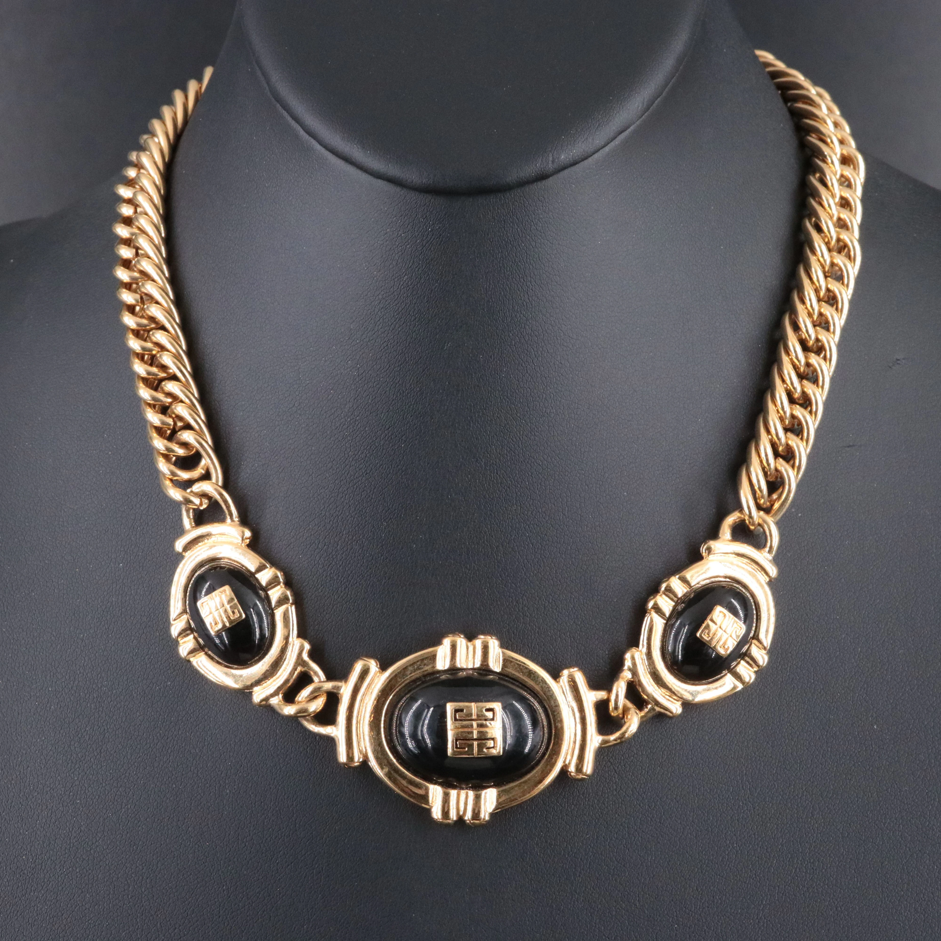 Givenchy Logo Black Resin Toggle Necklace