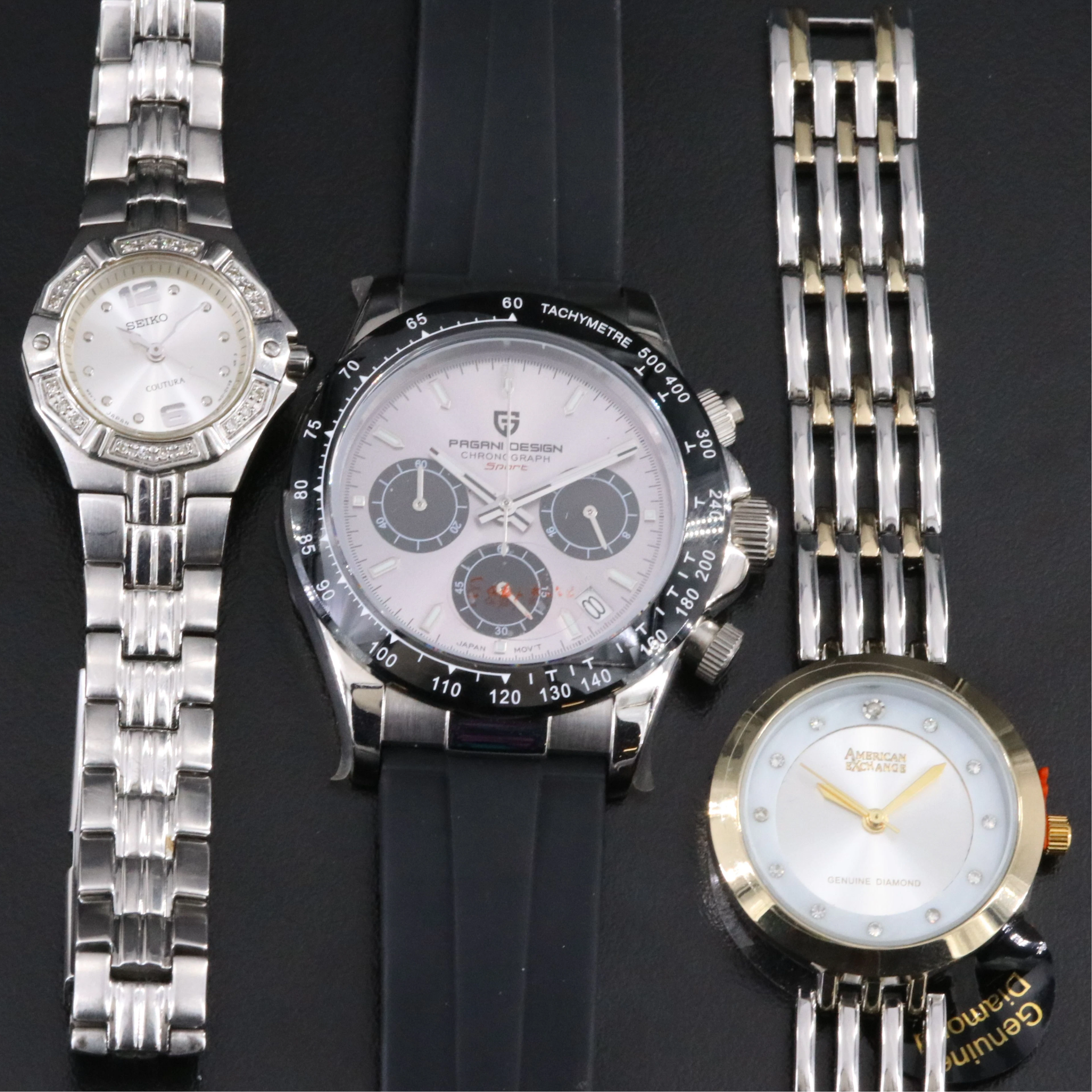 Seiko, Pagani Design and American Exchange Diamond Accented Quartz Watches