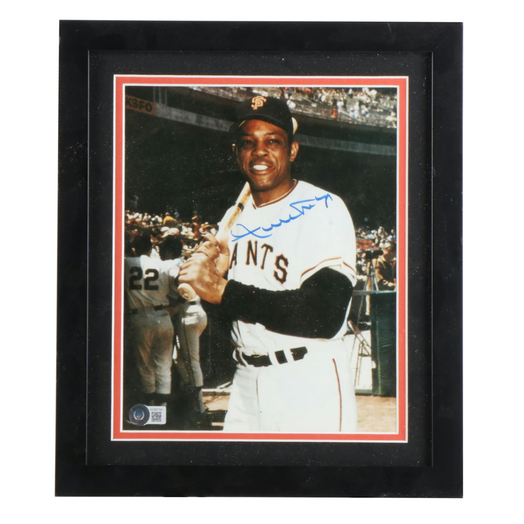 Willie Mays Matted and Framed Signed Photo Print, Beckett