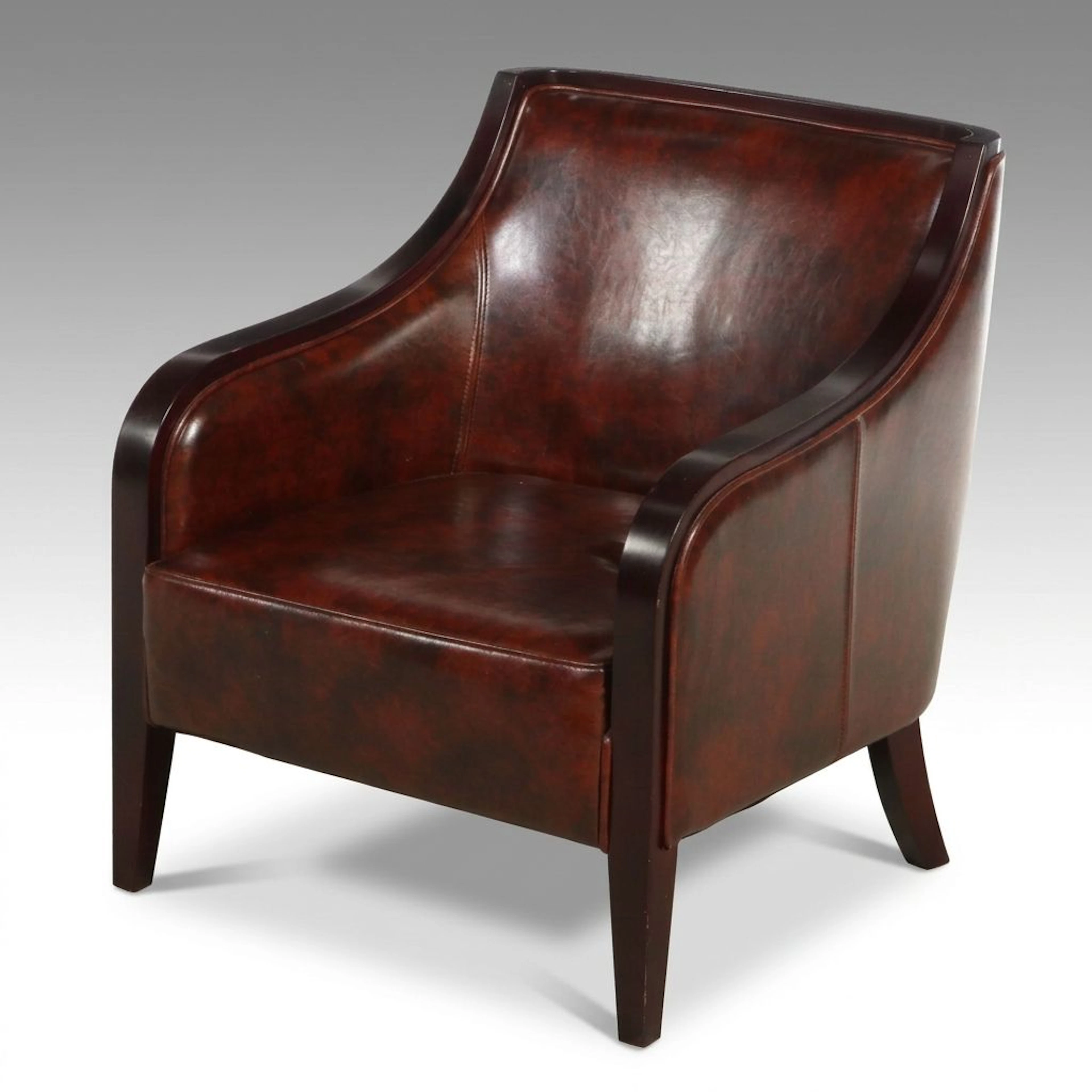 French Art Deco Style Faux Leather Upholstered Club Chair