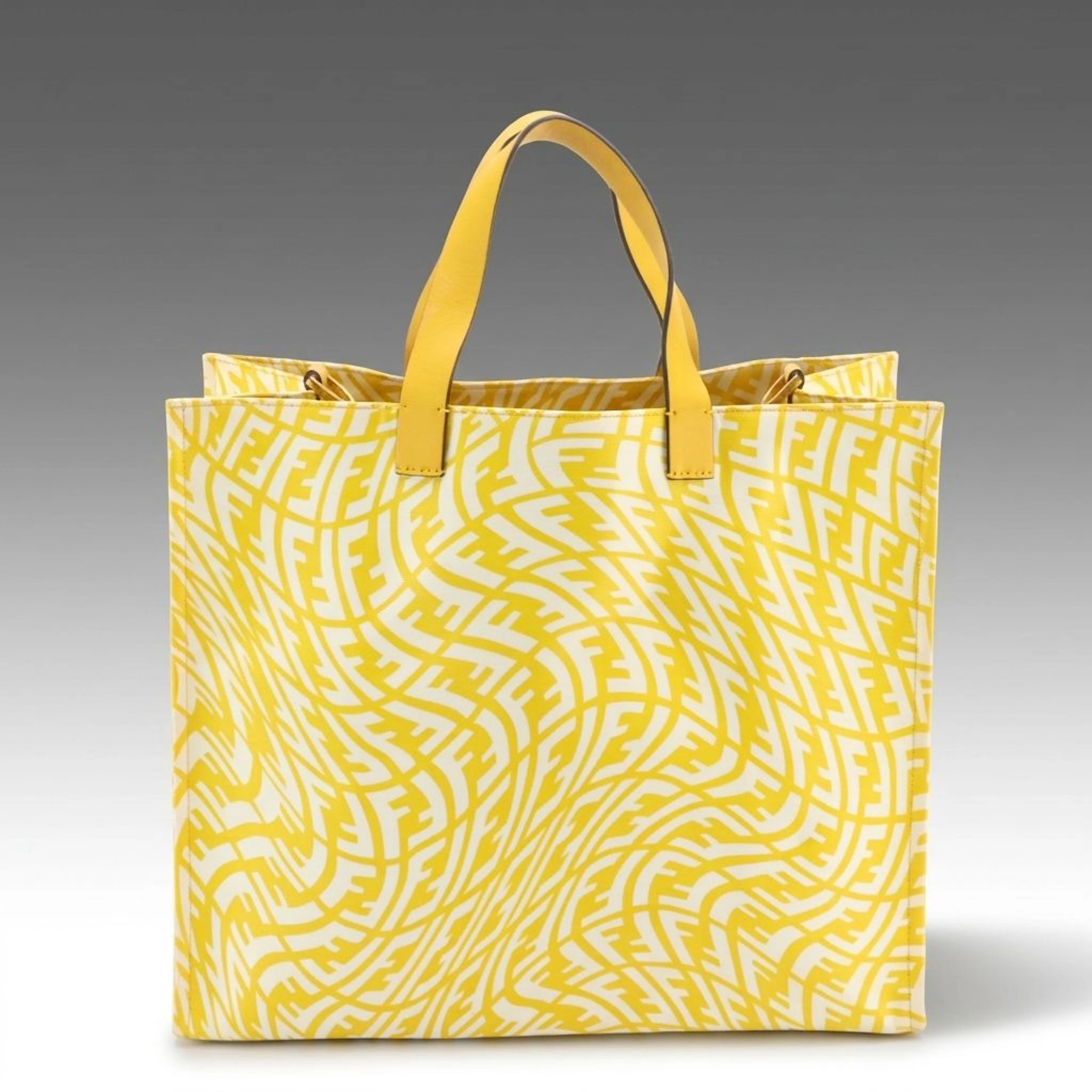 Fendi x Sarah Coleman Two-Way Tote Bag in Yellow/White FF Vertigo Coated Canvas