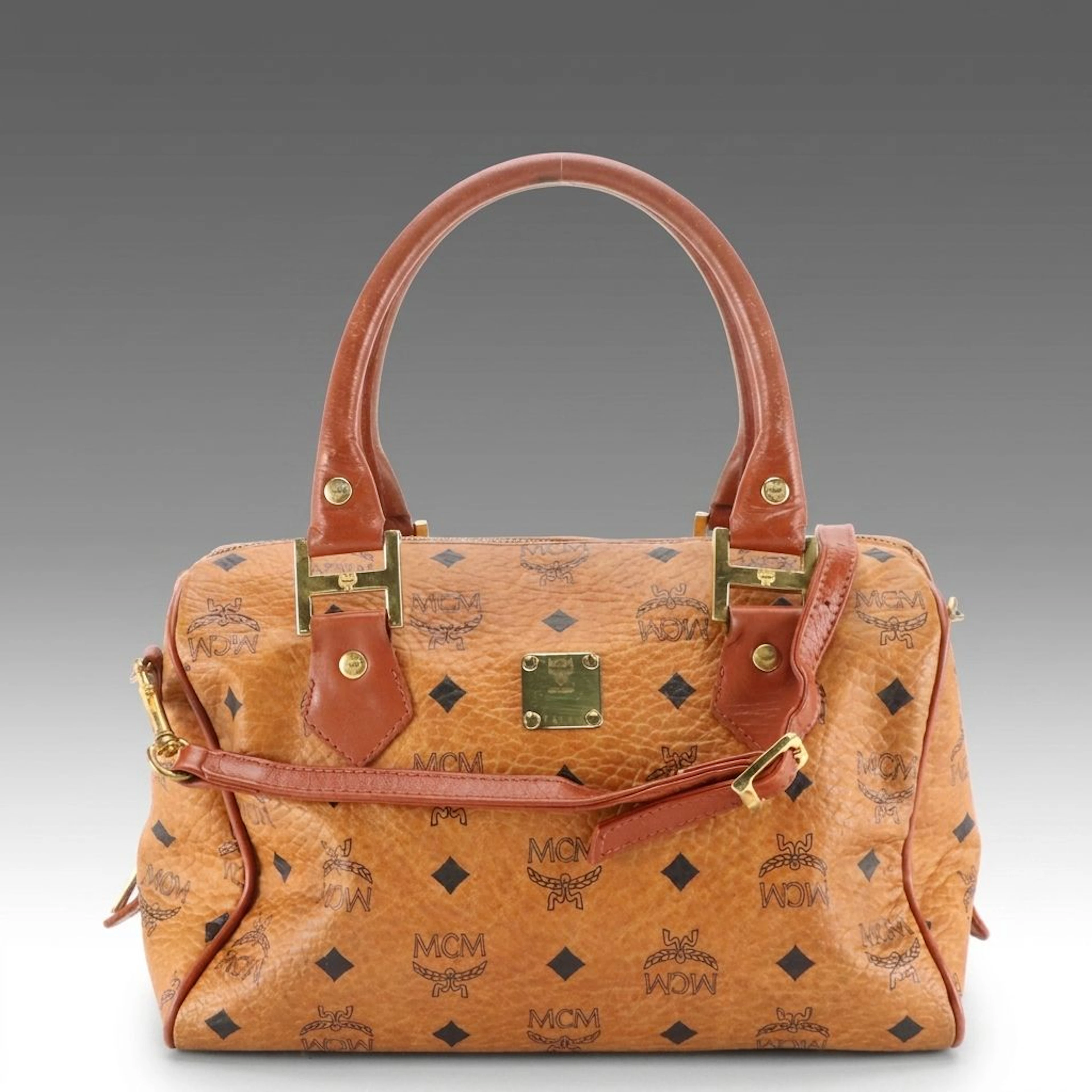 MCM Two-Way Satchel in Cognac Visetos Canvas, Vintage