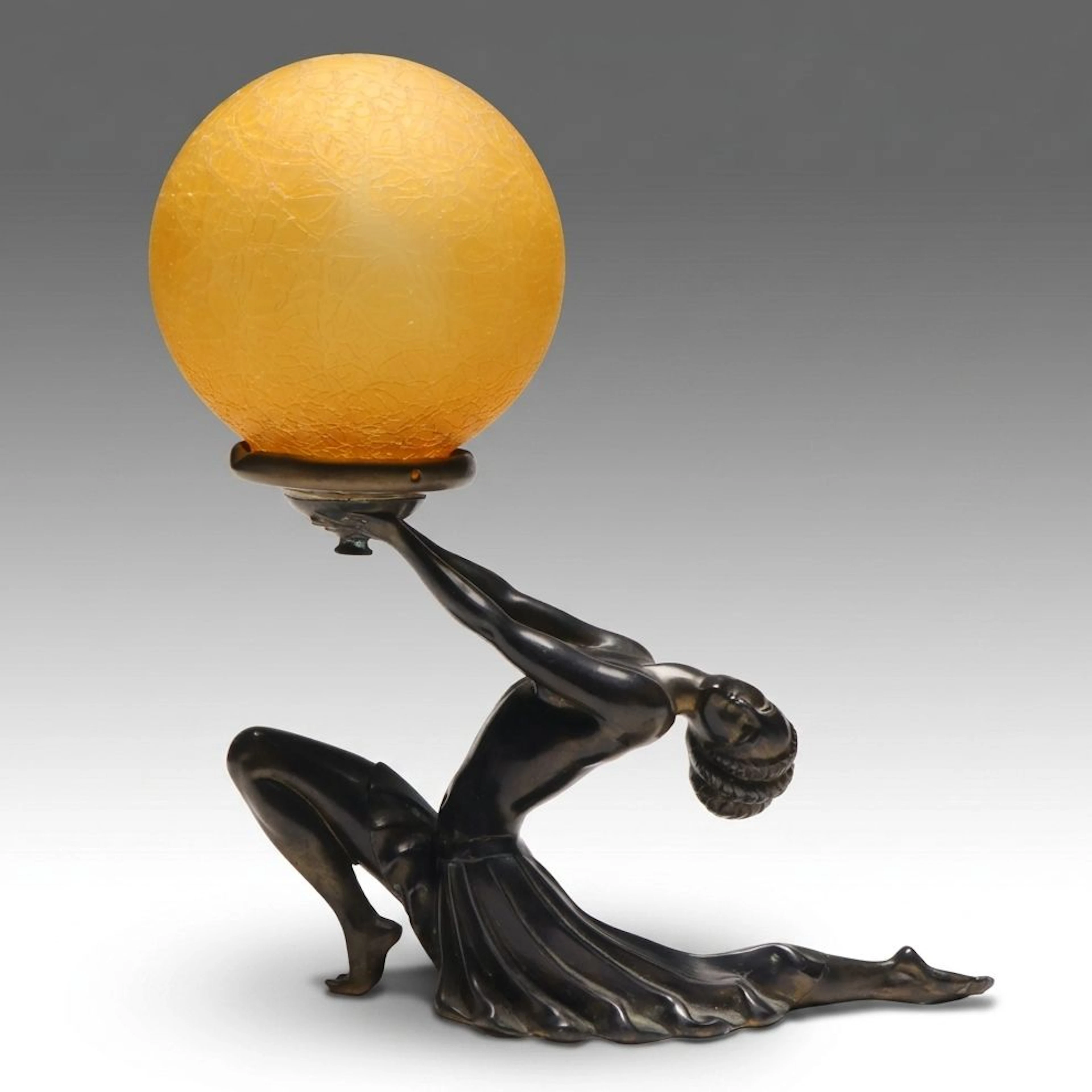 Art Deco Style Bronzed Spelter Accent Lamp, Early to Mid-20th Century