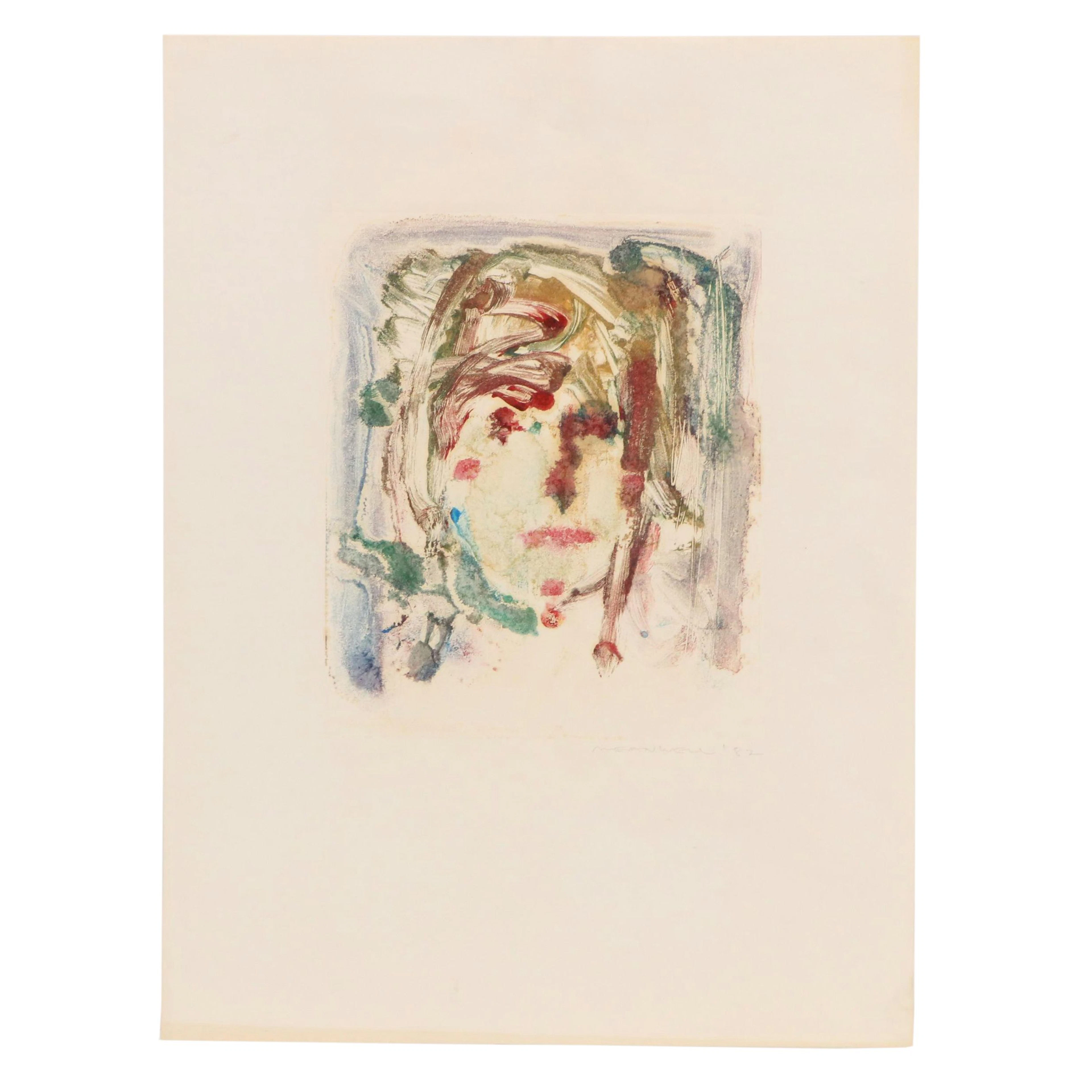 Jack Meanwell Aquatint Etching à la Poupée: Portrait, Circa 1982