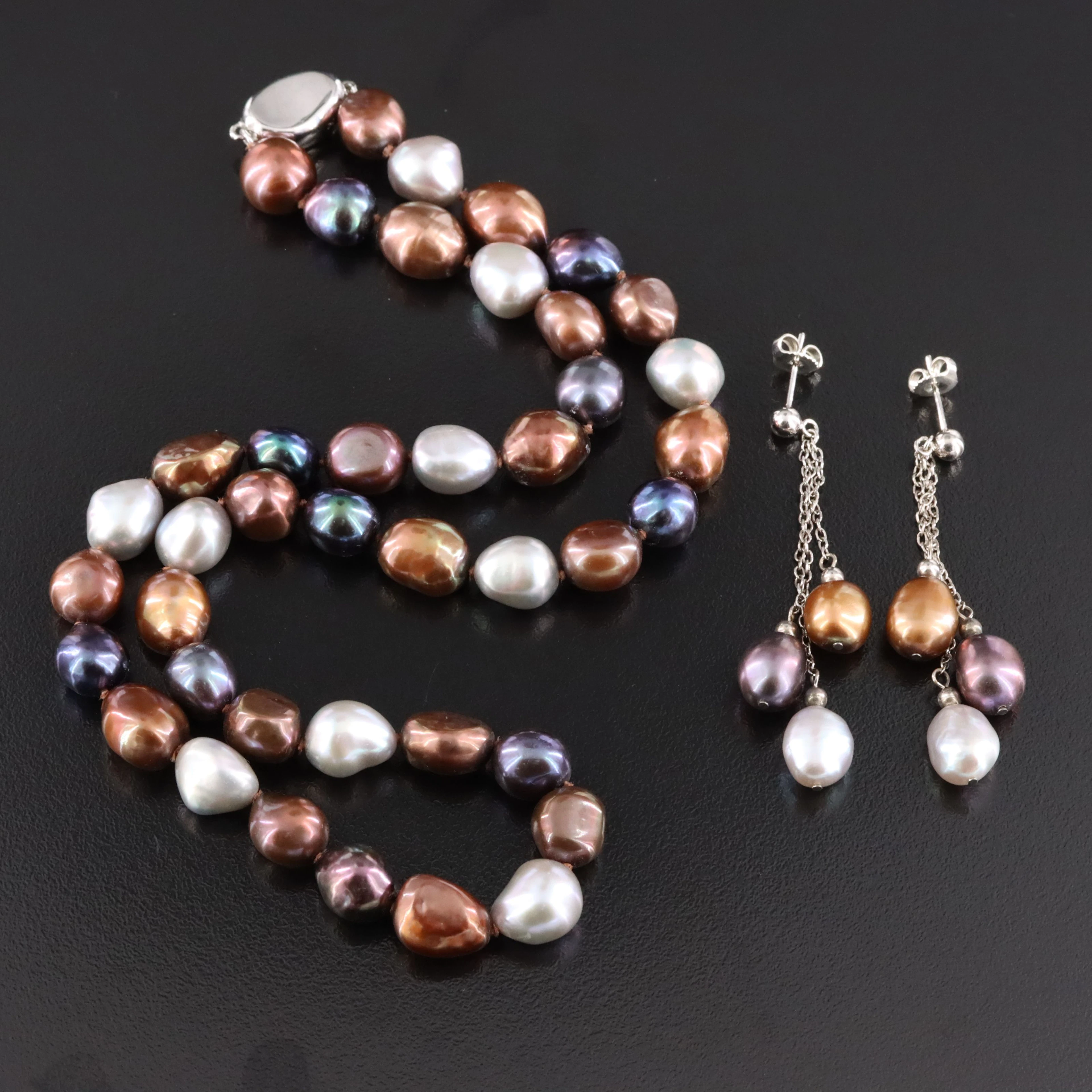 Honora Sterling Pearl Necklace and Earring Set