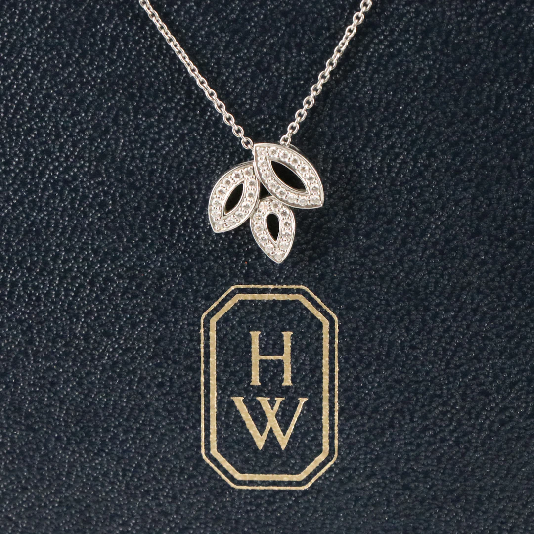 Harry Winston Small Lily Cluster Platinum Diamond Necklace with COA