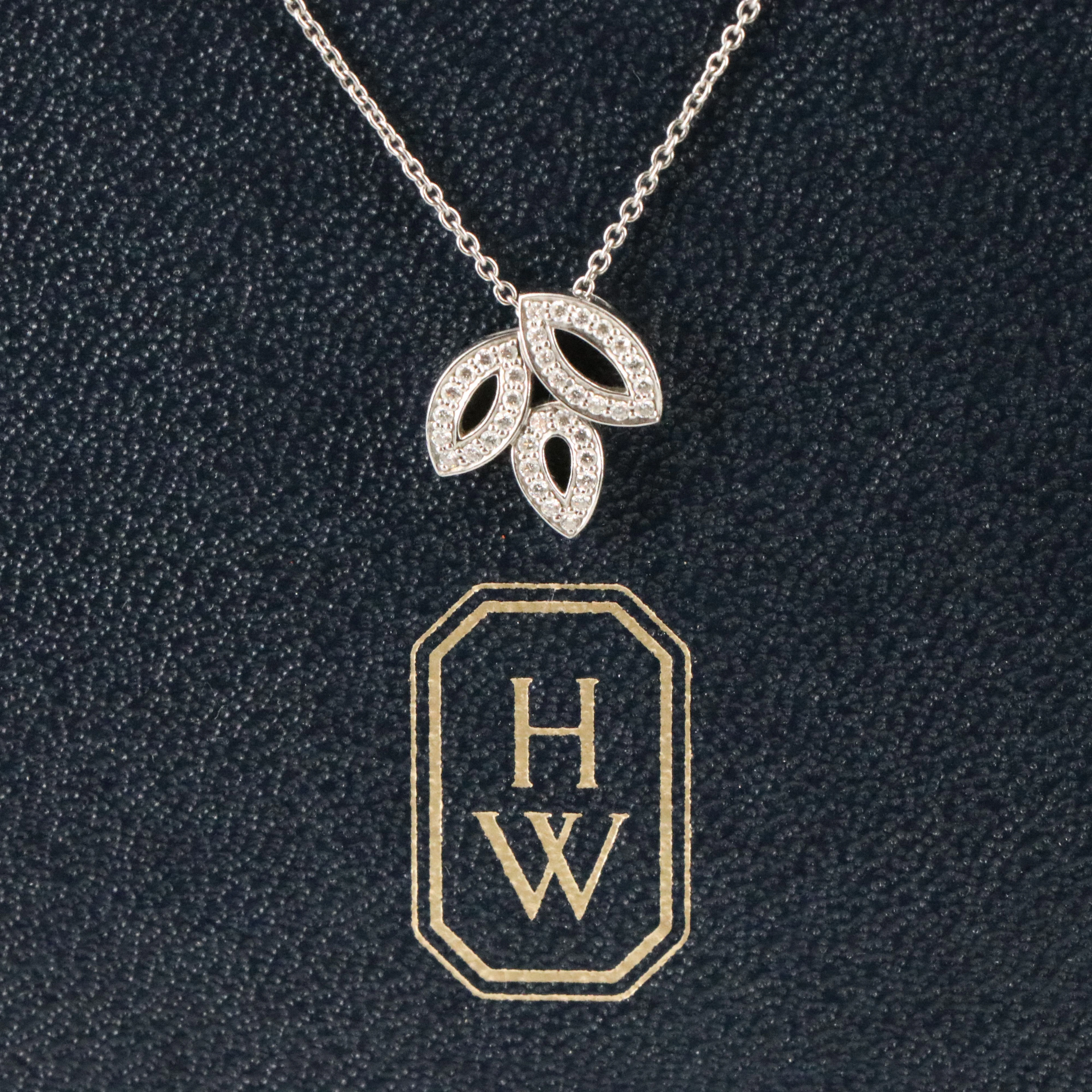 Harry Winston Small Lily Cluster Platinum Diamond Necklace with COA