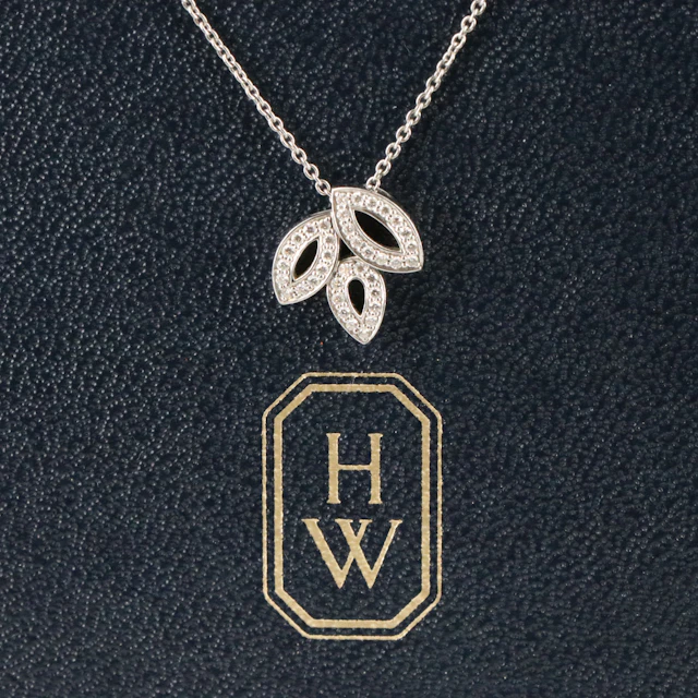 Harry Winston Small Lily Cluster Platinum Diamond Necklace with COA