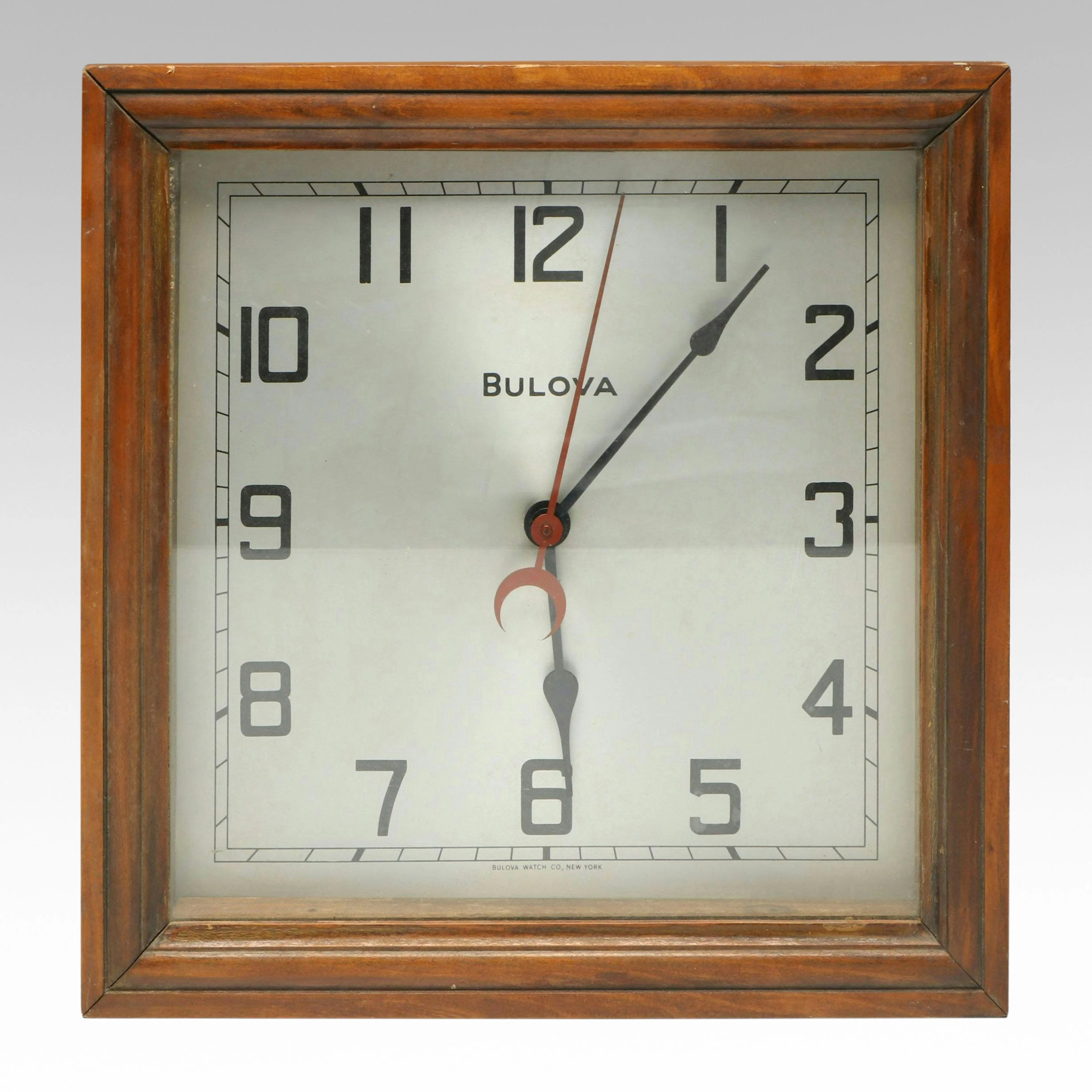 Bulova Mid Century Modern Wood Wall Clock