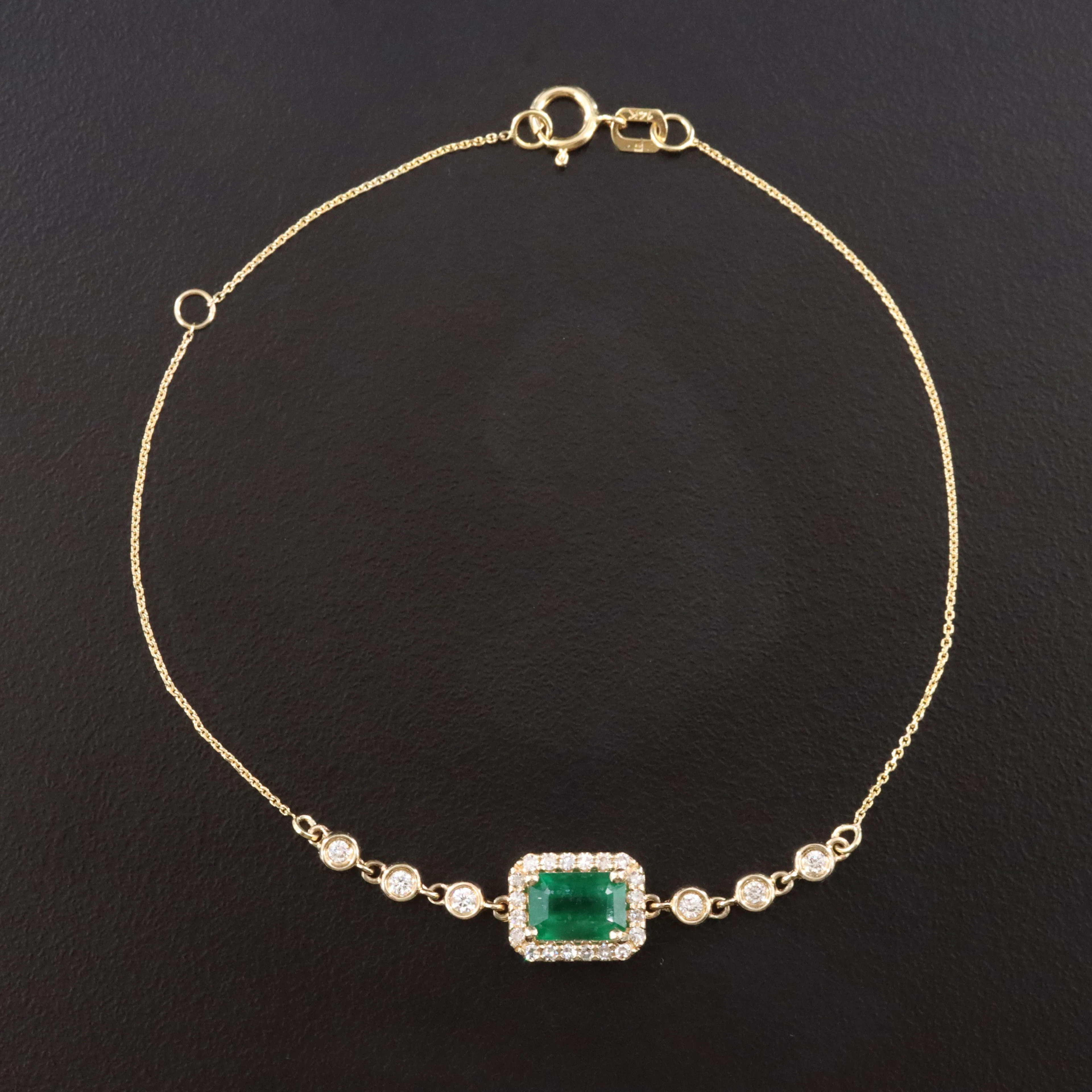 14K Emerald and Diamond Bracelet