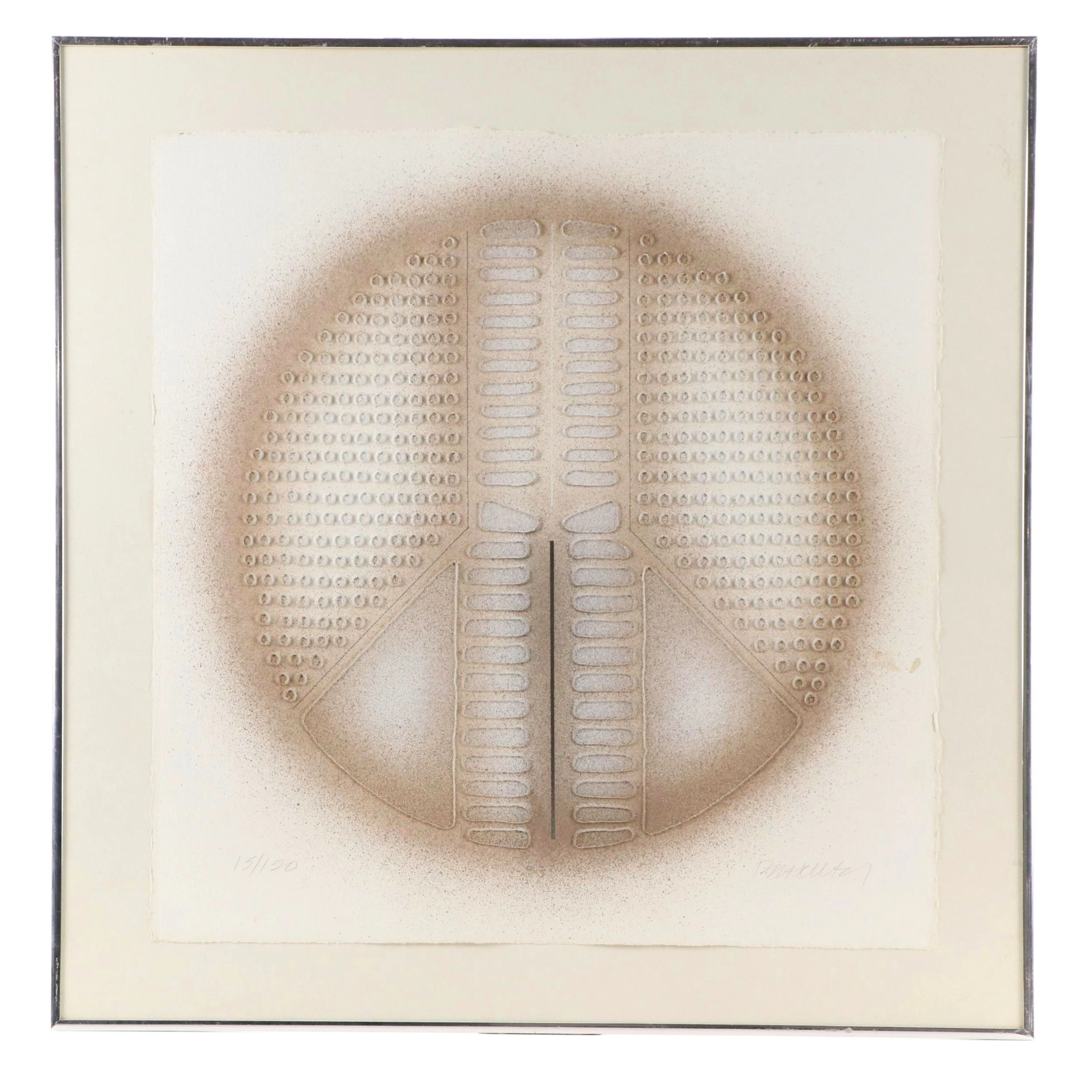 Paul Maxwell Abstract Paper Pulp Print "Composition 679," Late 20th Century