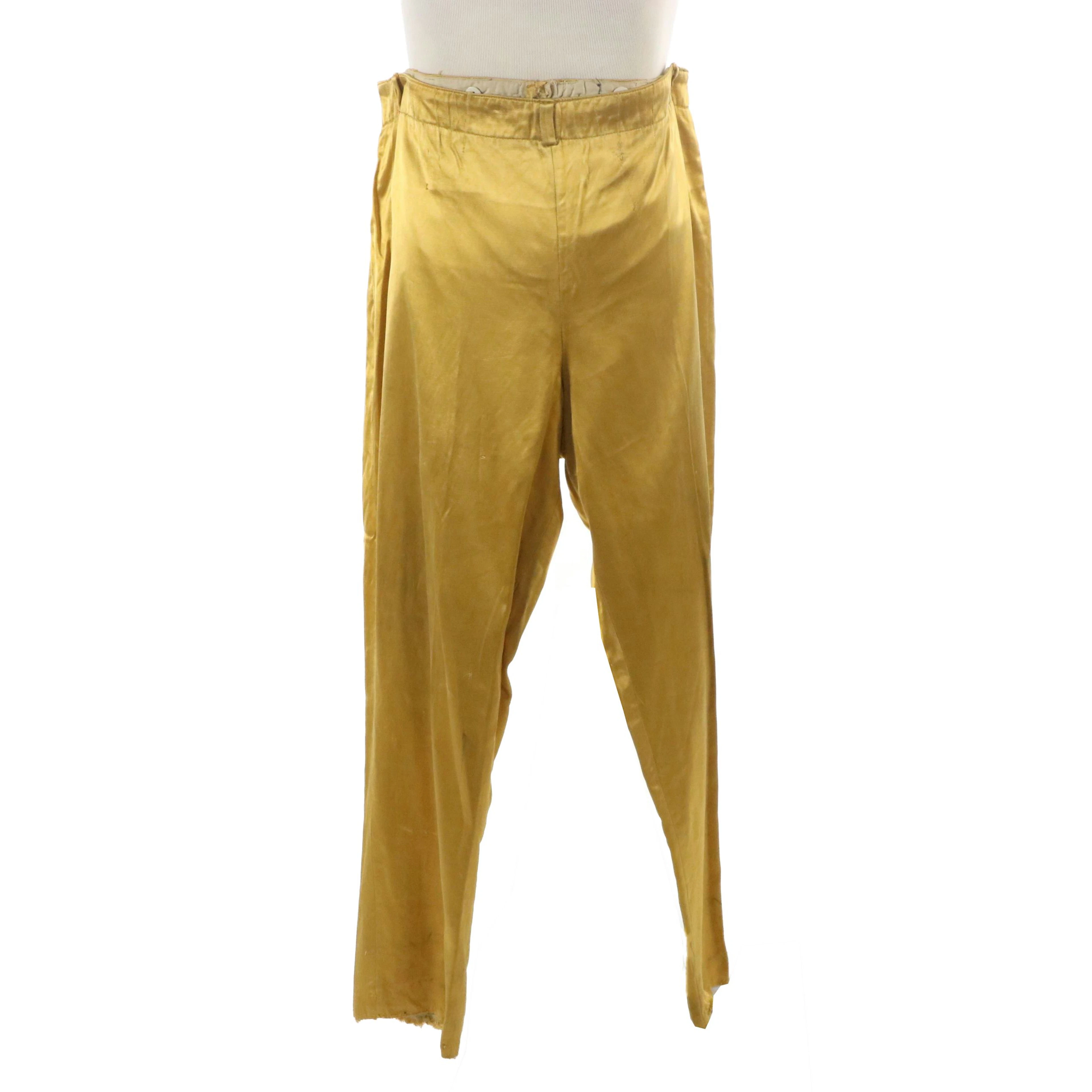 Men's Circus Clown Costume Pants in Gold Satin, Vintage