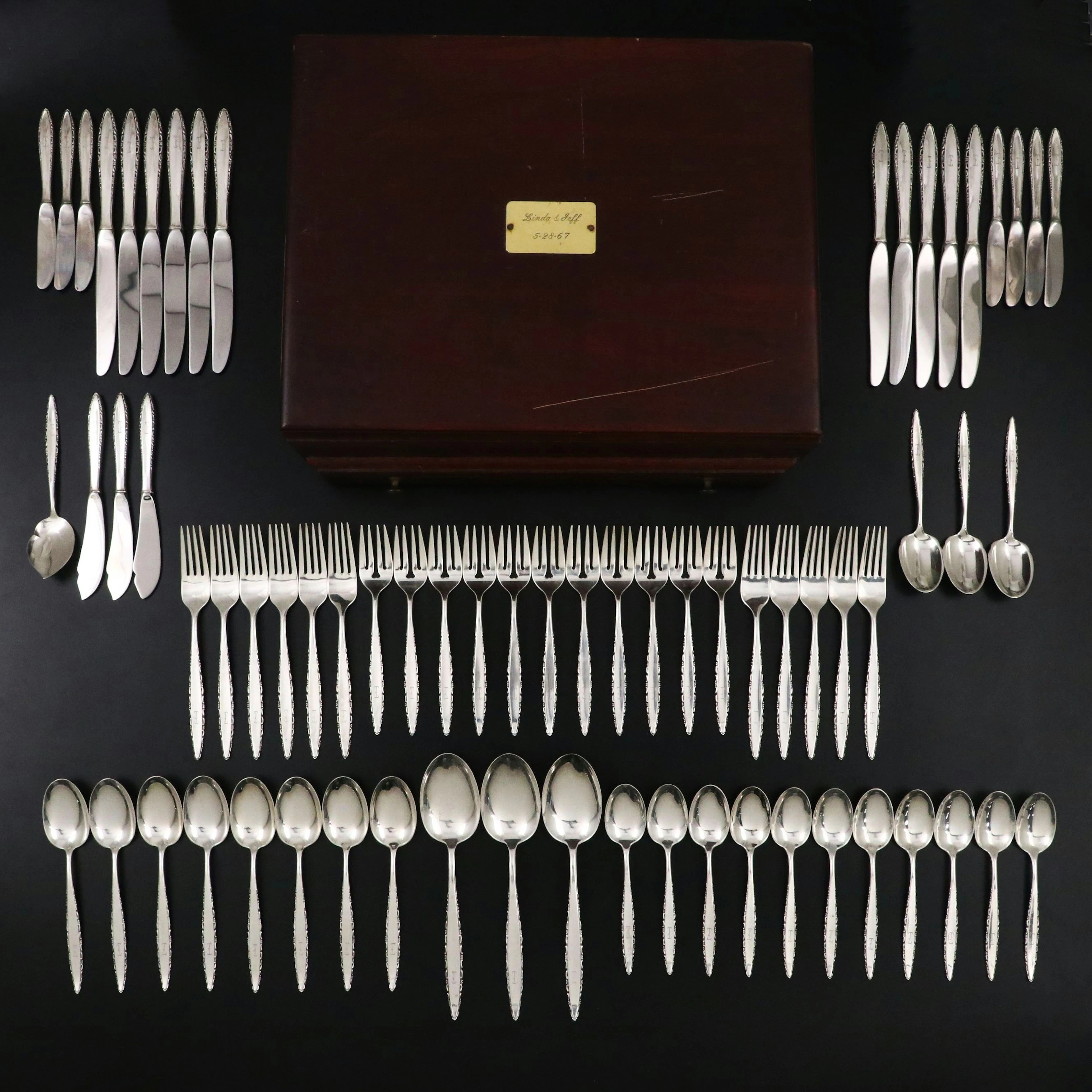 Lunt "Lace Point" Sterling Silver Flatware in Case