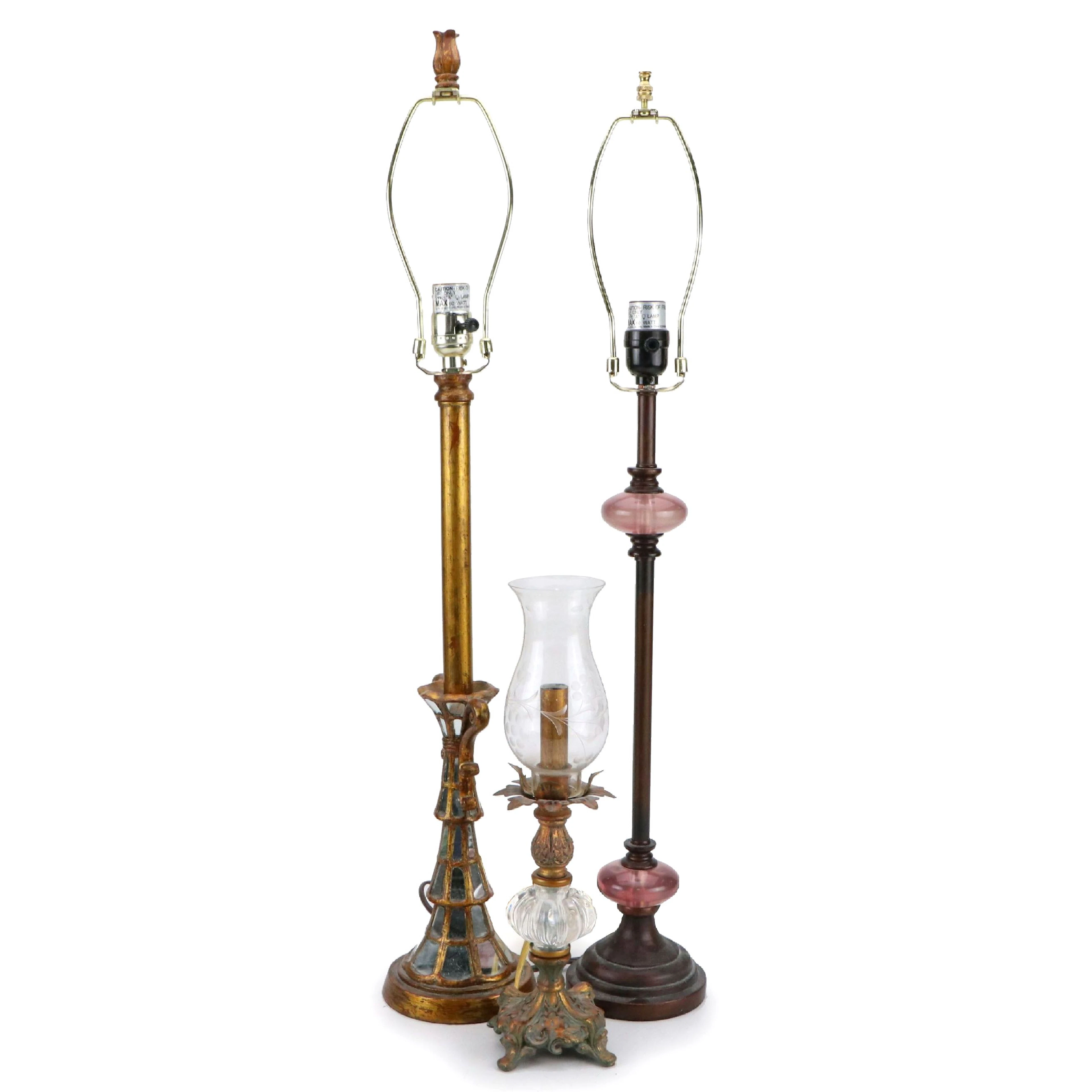 Mirror and Glass Embellished Accent Lamps