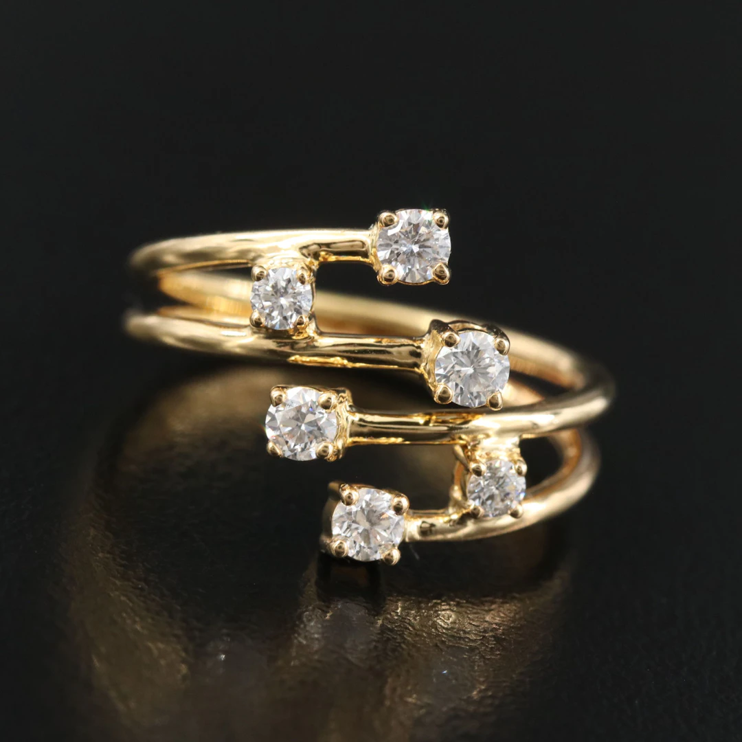 14K 0.38 CTW Diamond Bypass Ring