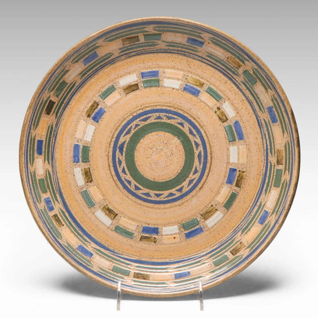 Blue Moon Pottery "Celebrate Life" Round Ceramic Platter, 1994