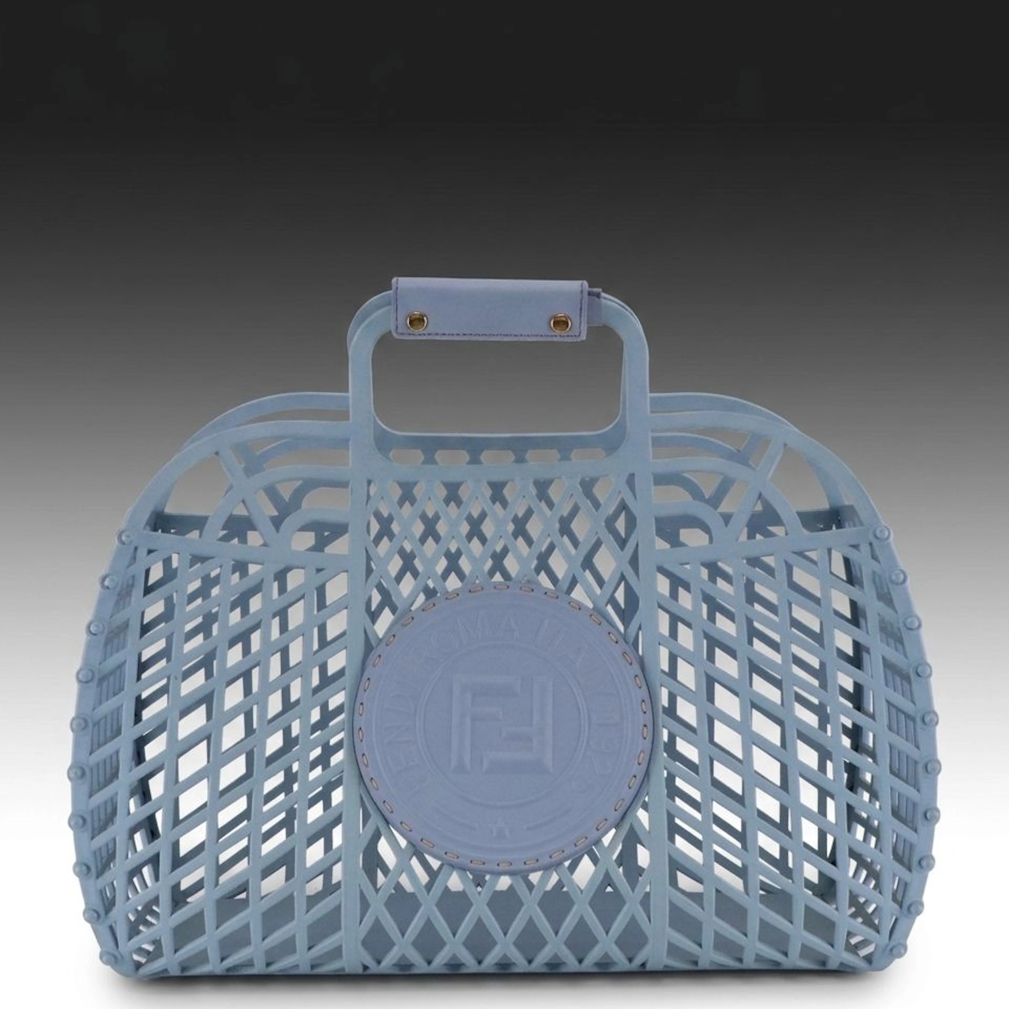 Salvatore Ferragamo Blue Plastic Basket Bag with Leather Accents