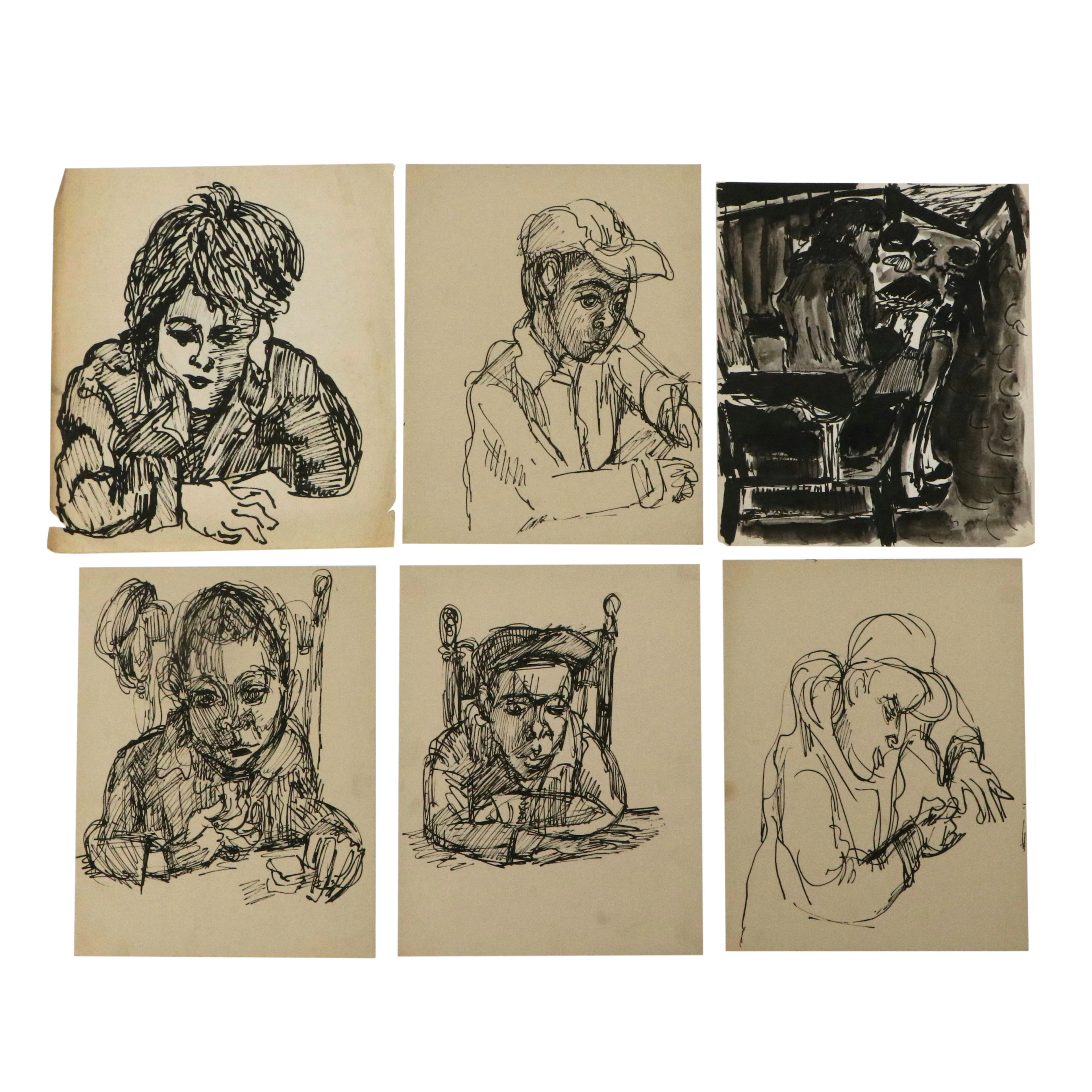 Achillo "Achi" Sullo Ink Drawings of Figure Studies