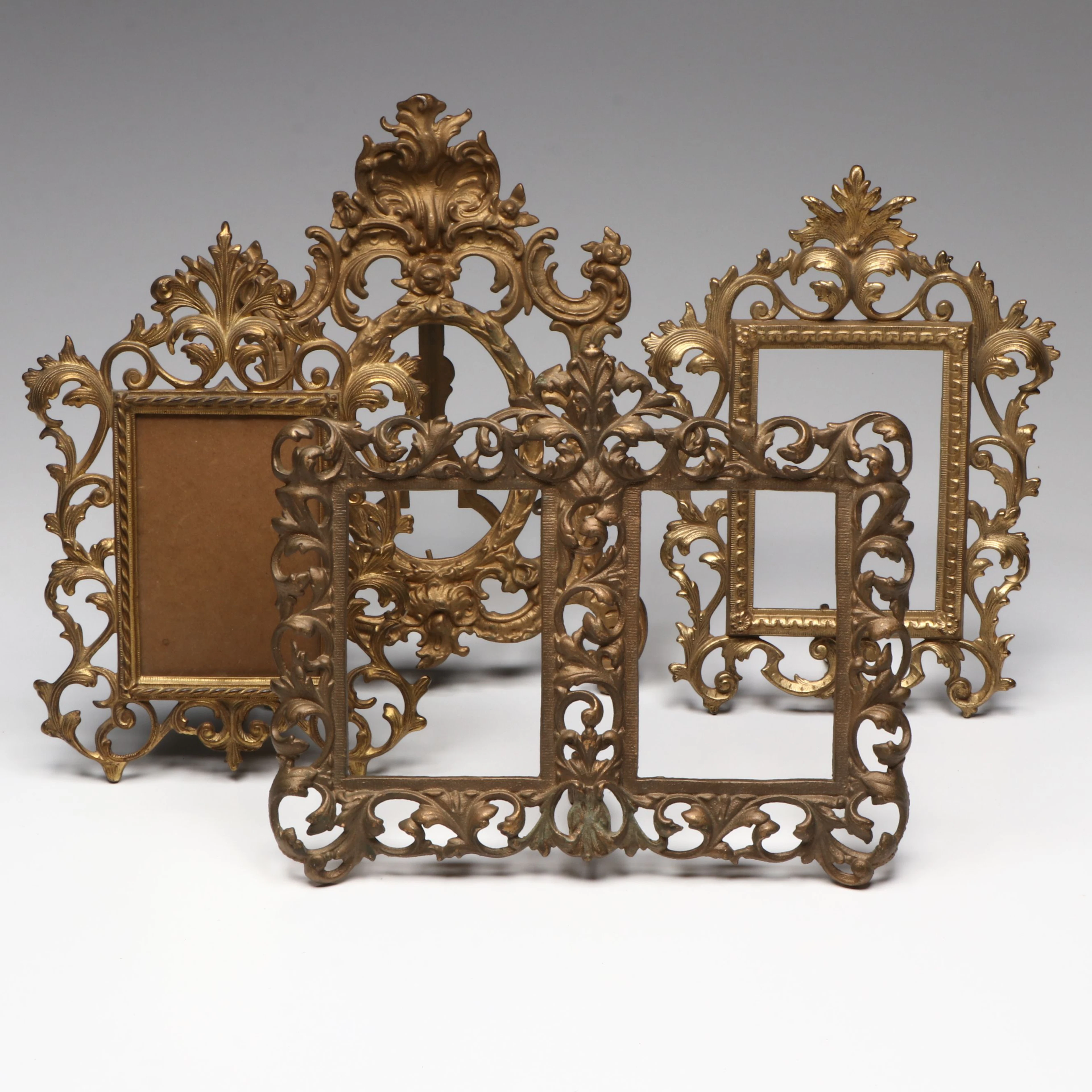 Gilded Scrolled Cast Iron Frames, Vintage