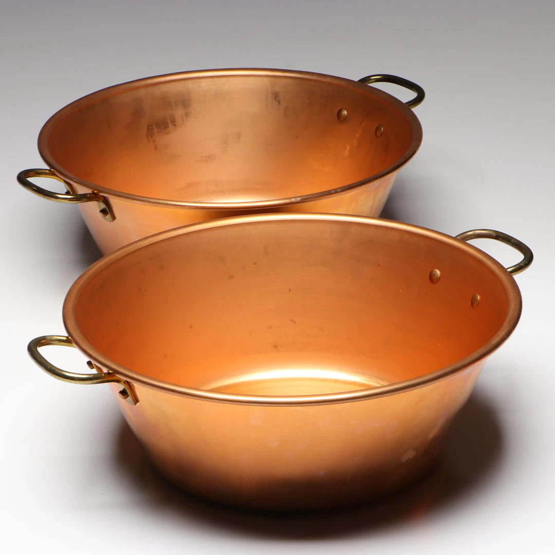 Pair of French Style Copper Bassines à Confiture Jam Pans