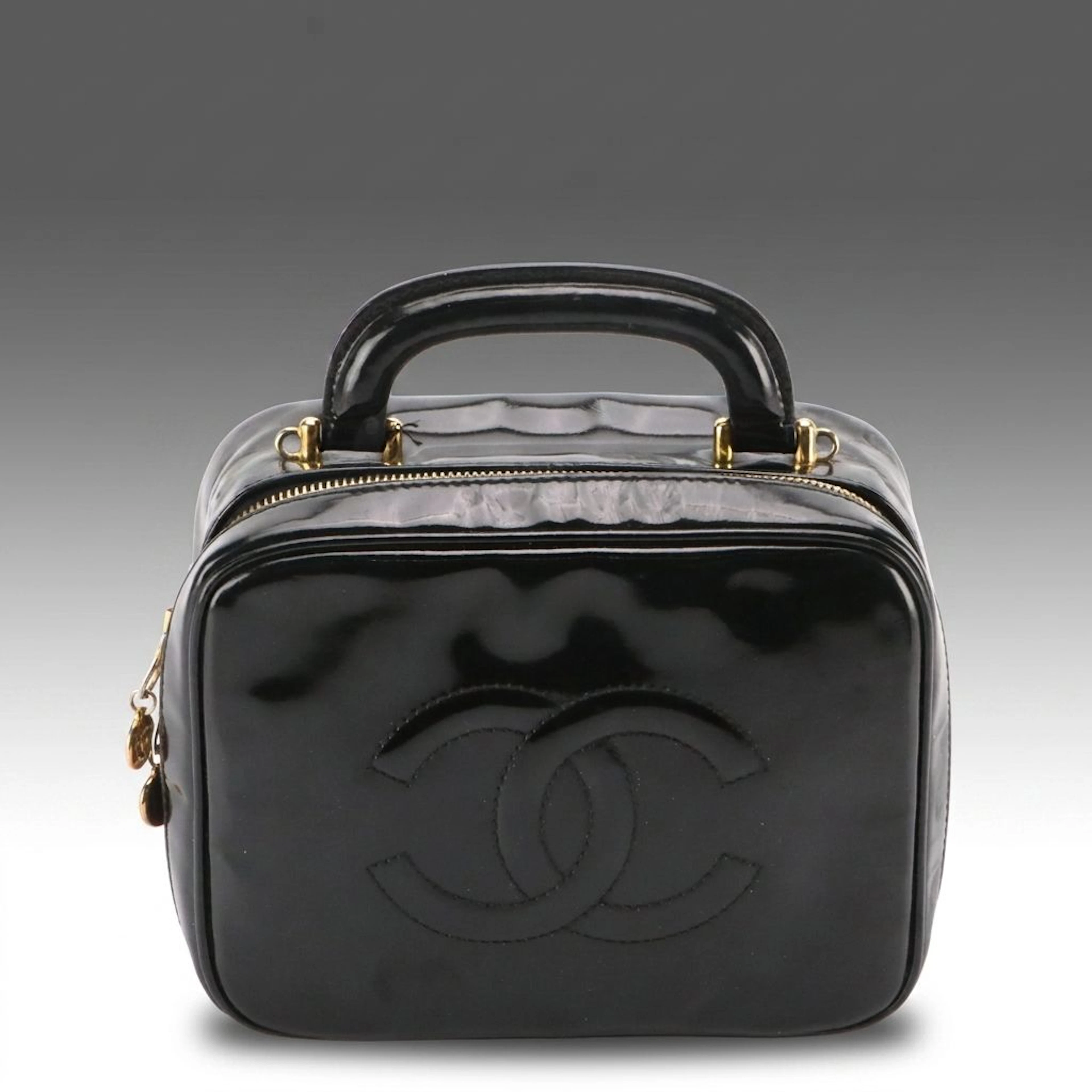 Chanel Timeless CC Two-Way Vanity Case in Black Patent Leather