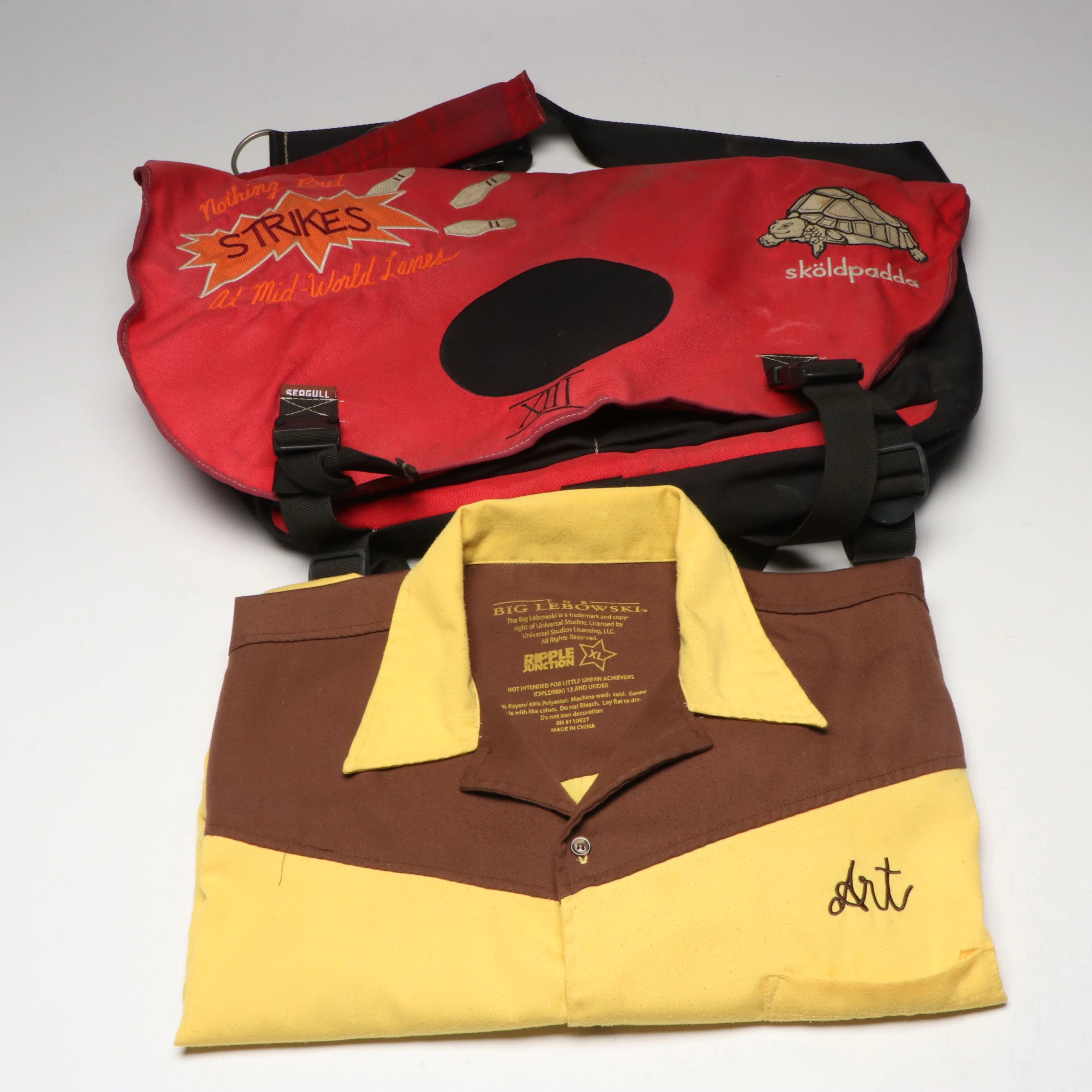 The Big Lebowski Replica Bowling Shirt with Mid-World Lanes Courier Bag