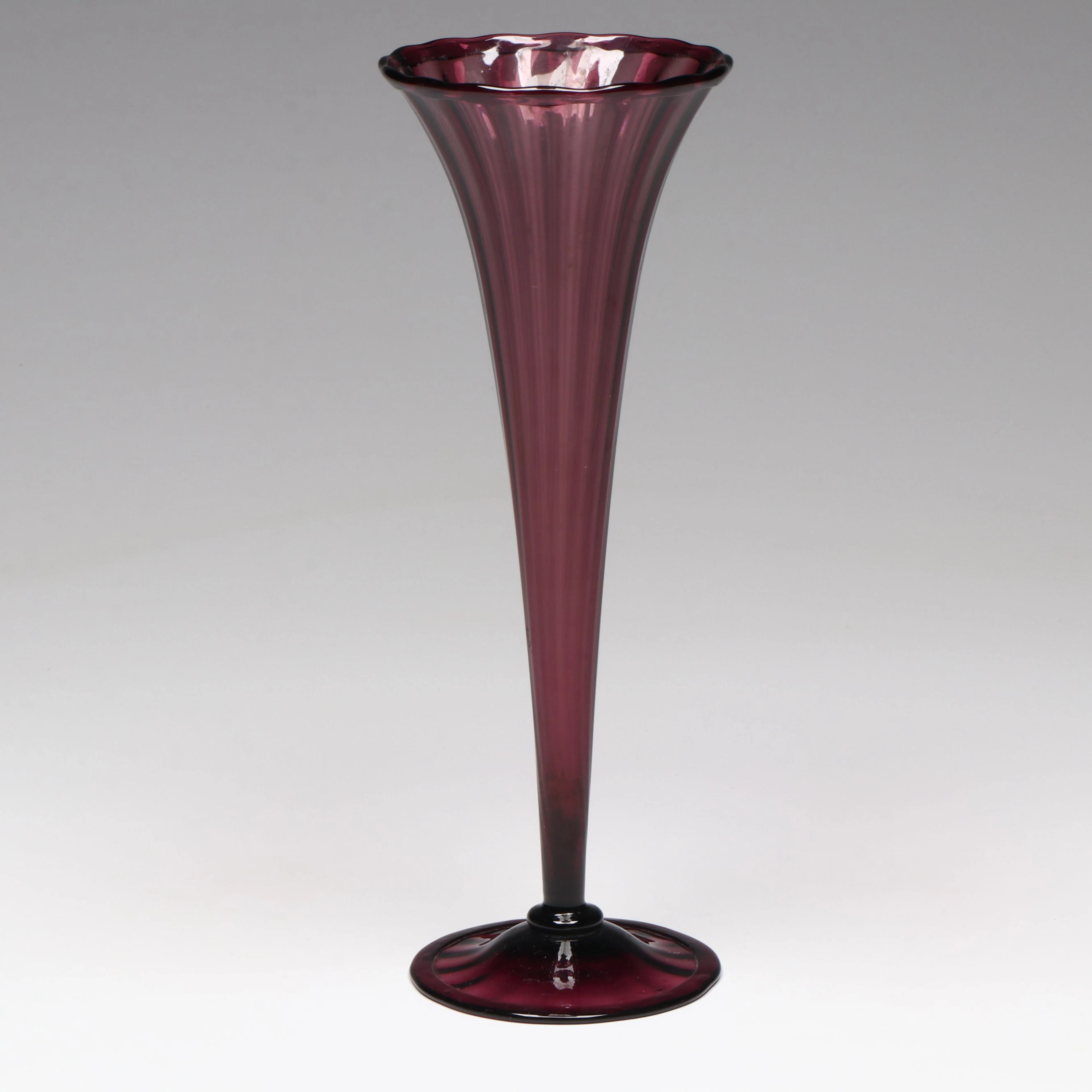 Vintage Amethyst Blown Glass Trumpet Vase, Mid-20th Century