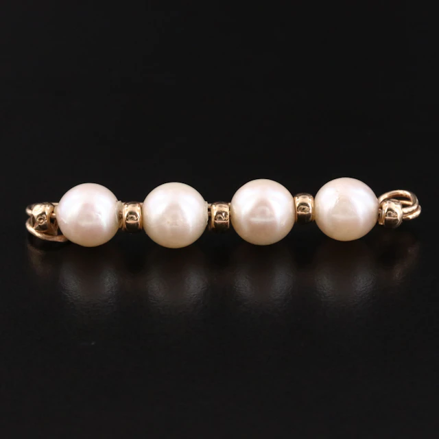 14K Pearl Safety Pin Brooch