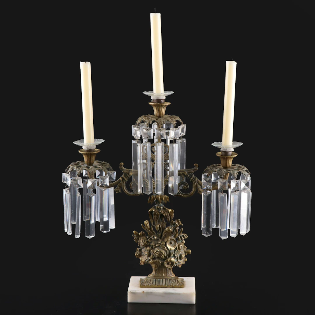 Victorian Three-Light Brass Girandole