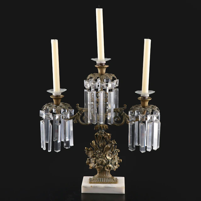Victorian Three-Light Brass Girandole