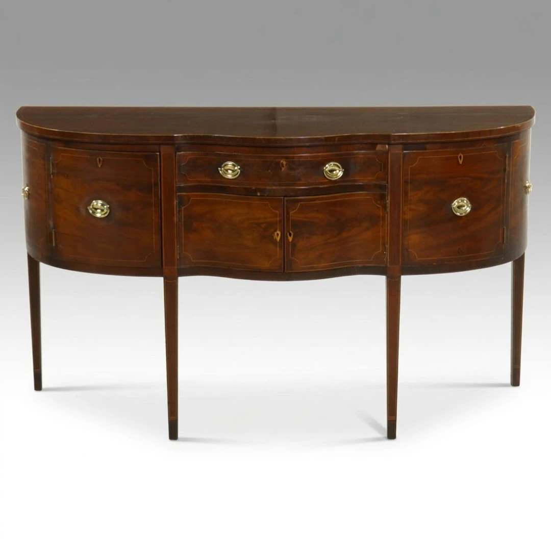 Hepplewhite Style Mahogany Serpentine Sideboard, Late 19th to Early