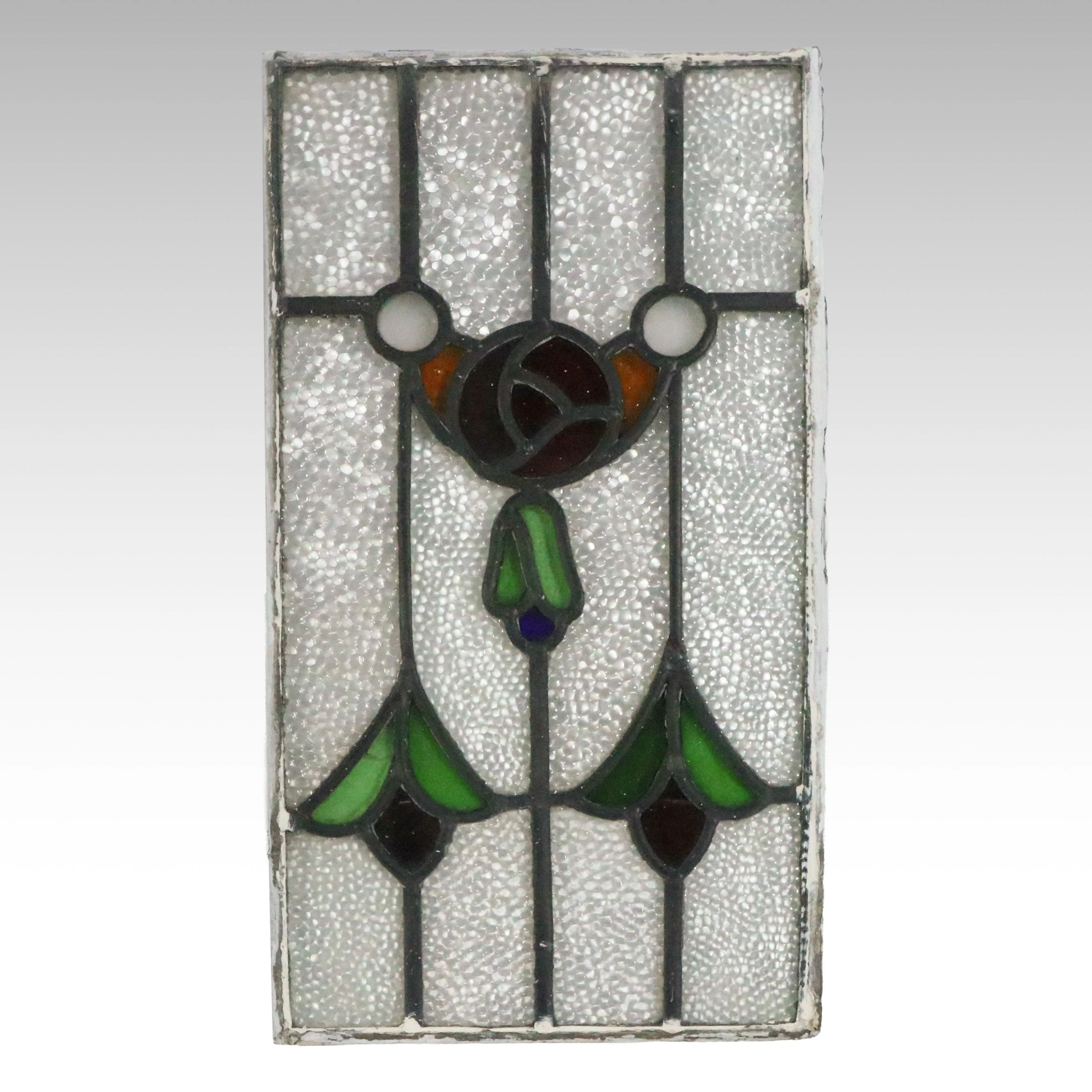 Stained and Pebbled Glass Window Panel