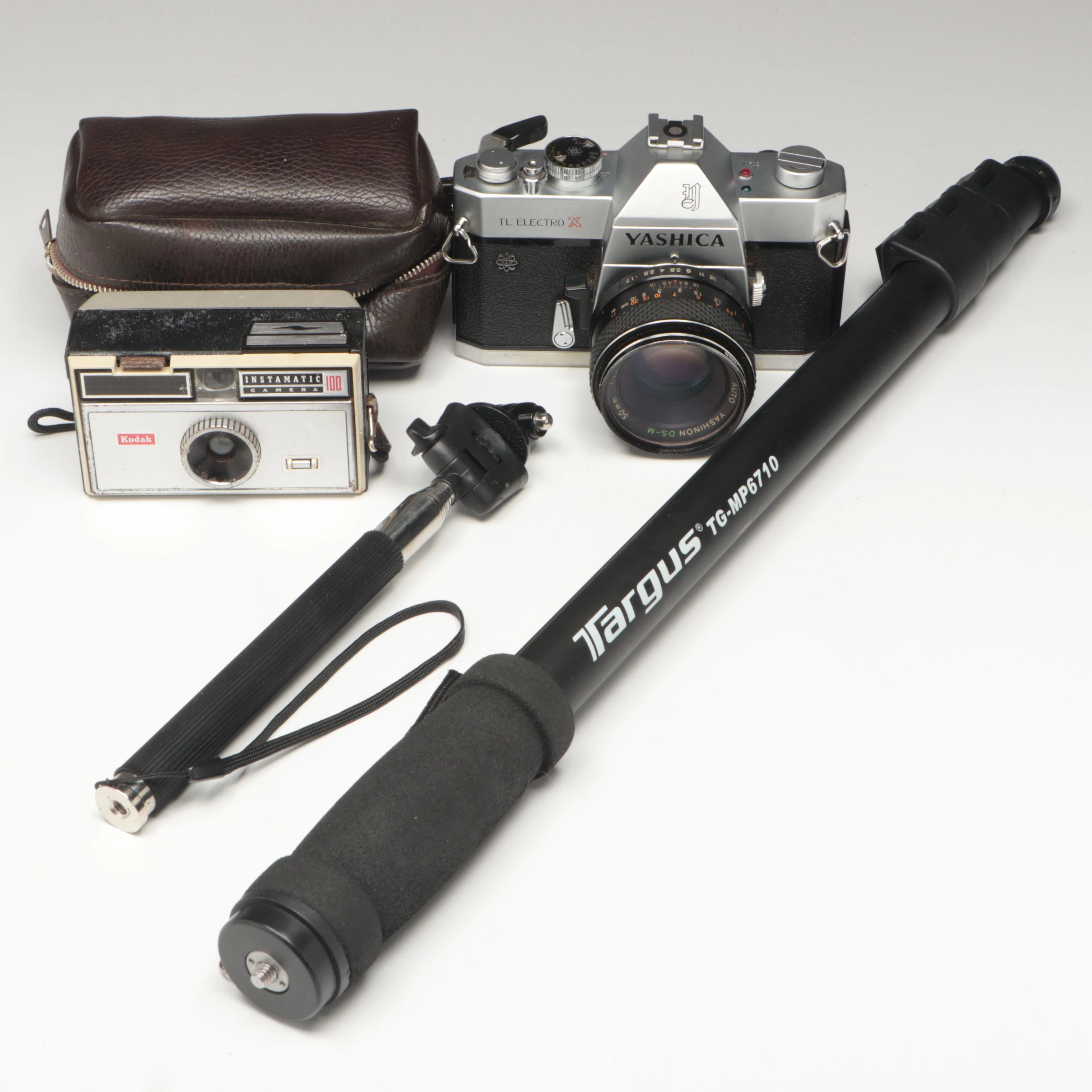 Kodak Instamatic 100 and Yashica TL Electro with Targus Monopod