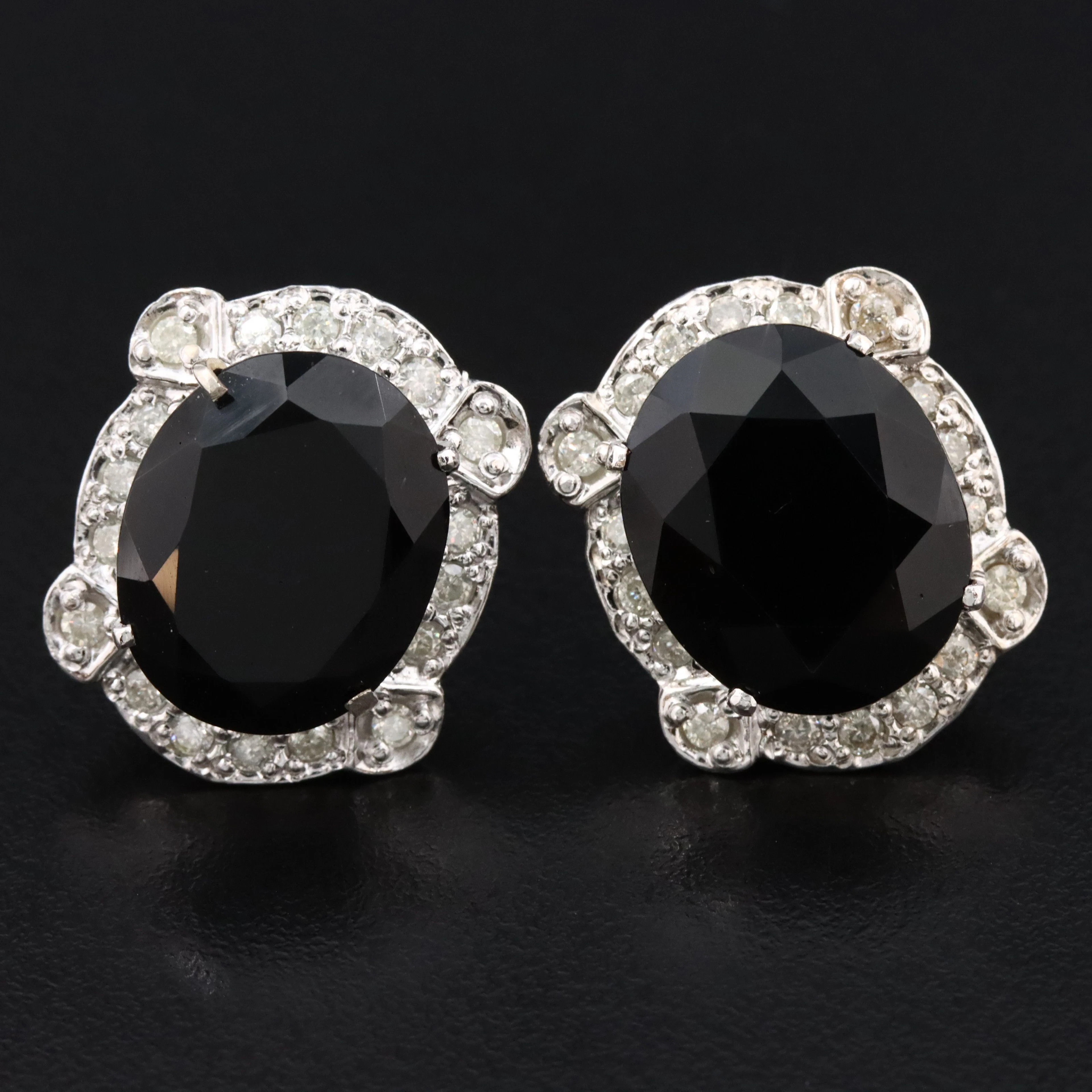 14K Obsidian and Diamond Earrings
