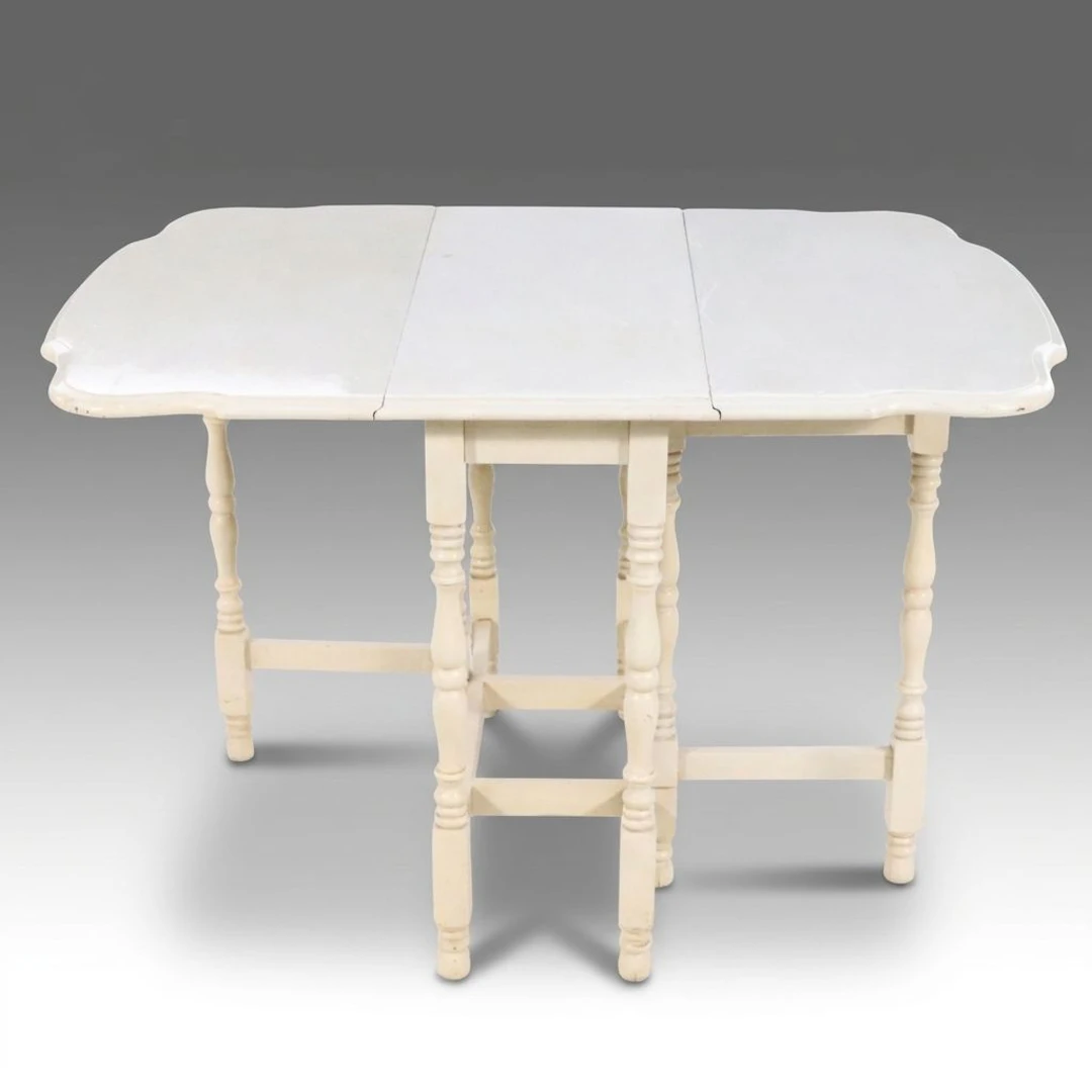 Colonial Revival White Painted Wood Gate-Leg Pembroke Table