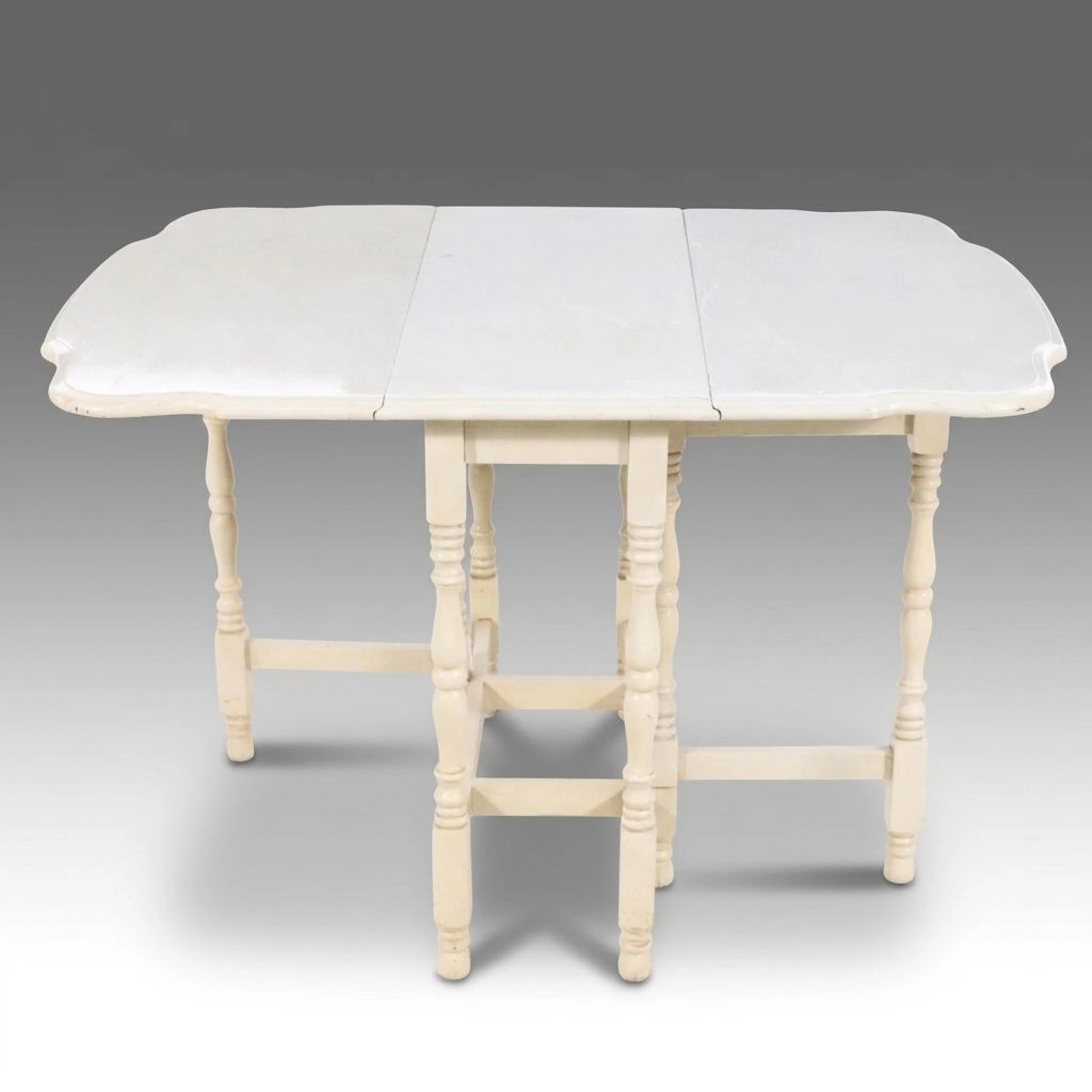 Colonial Revival White Painted Wood Gate-Leg Pembroke Table
