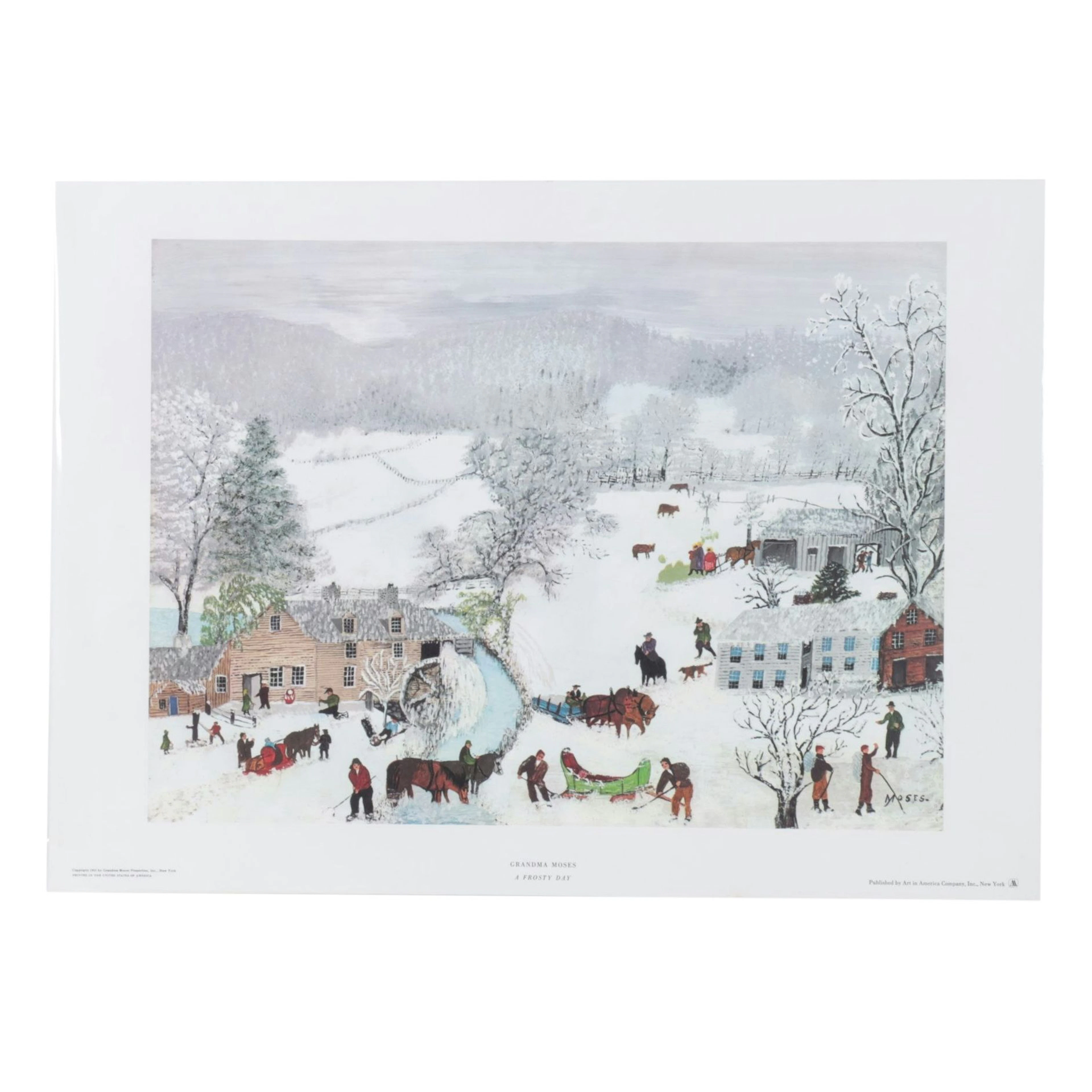Offset Lithograph After Grandma Moses "A Frosty Day," 1951