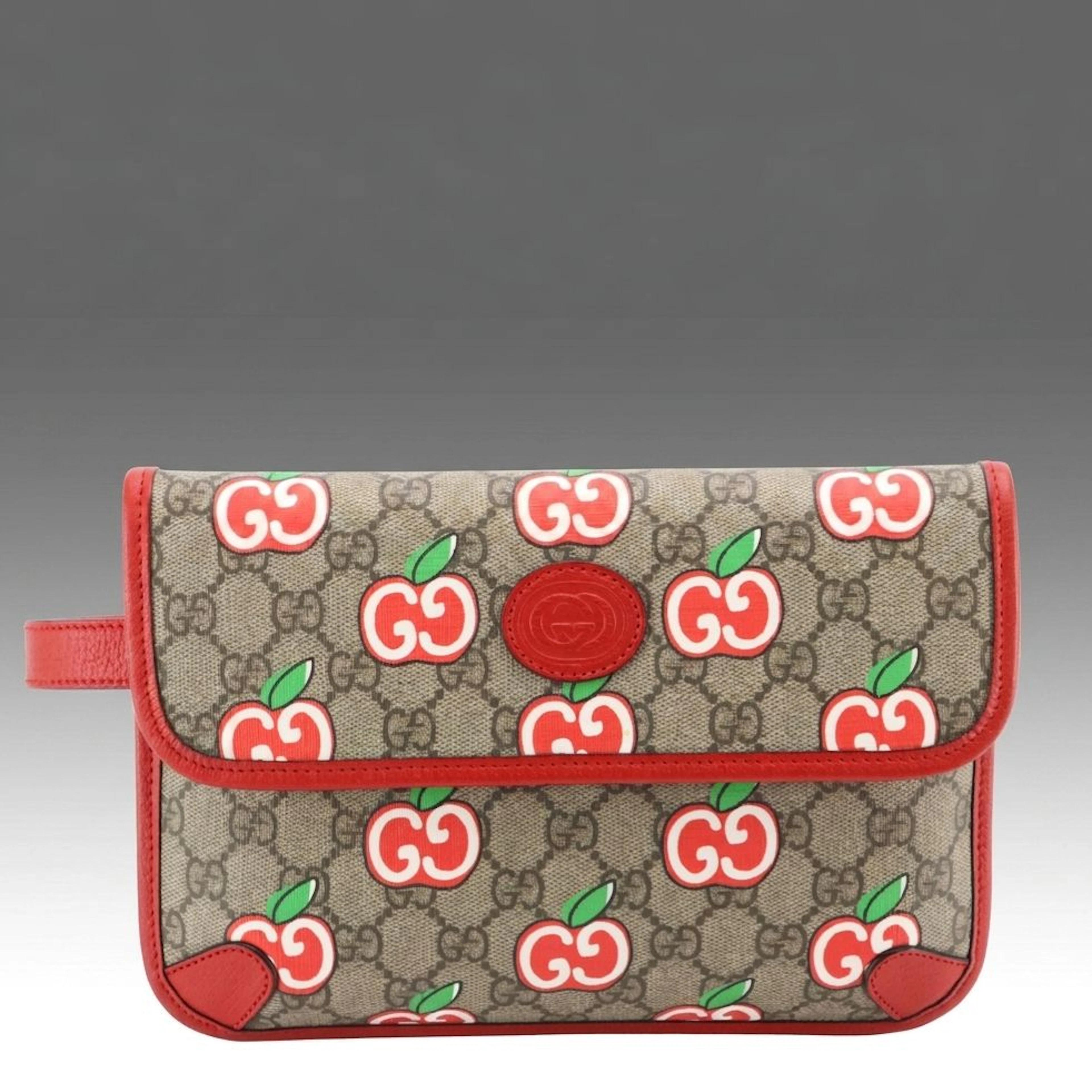 Gucci Belt Bag in Apple Interlocking GG Supreme Canvas and Red Leather