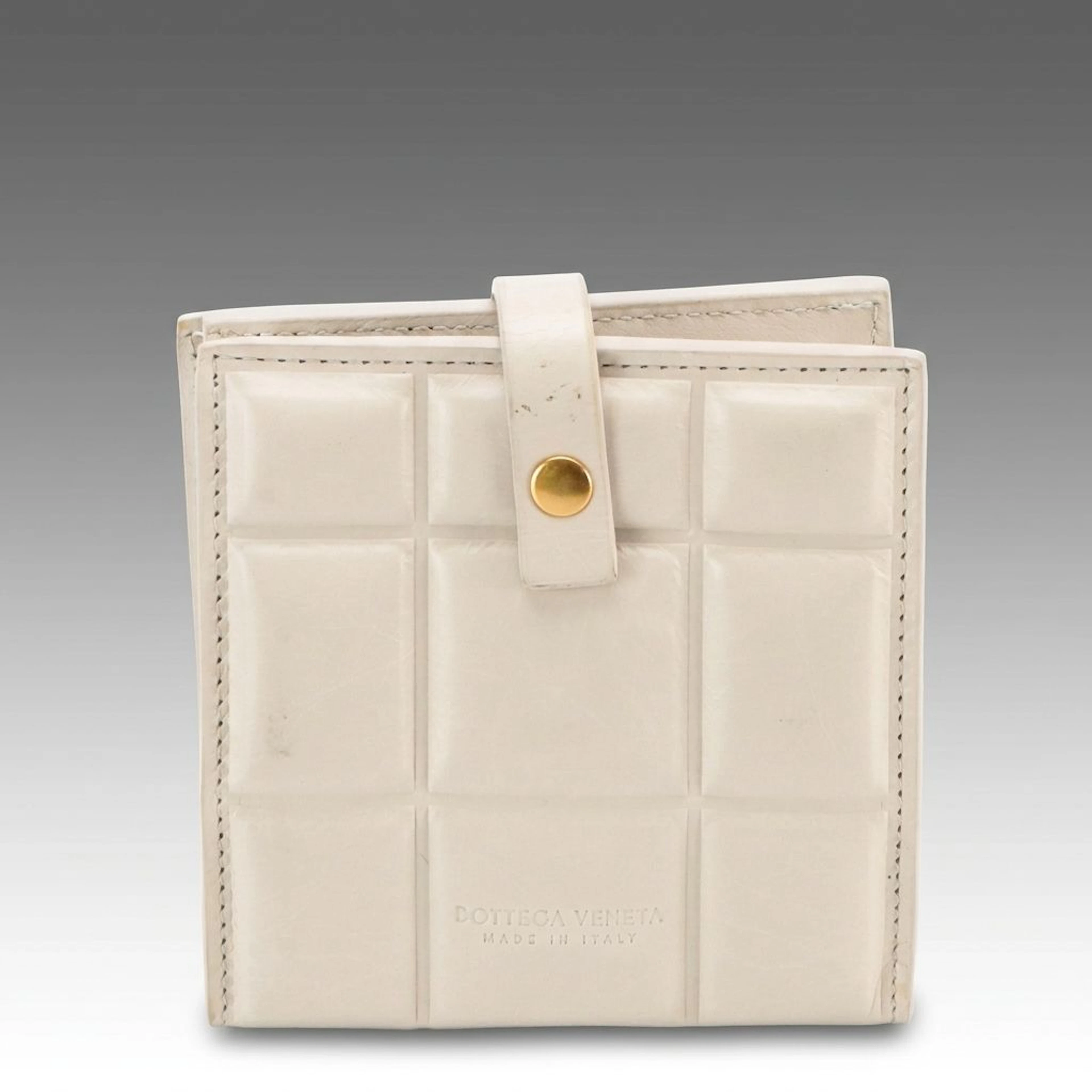 Bottega Veneta Padded Leather Bifold Compact Wallet with Box