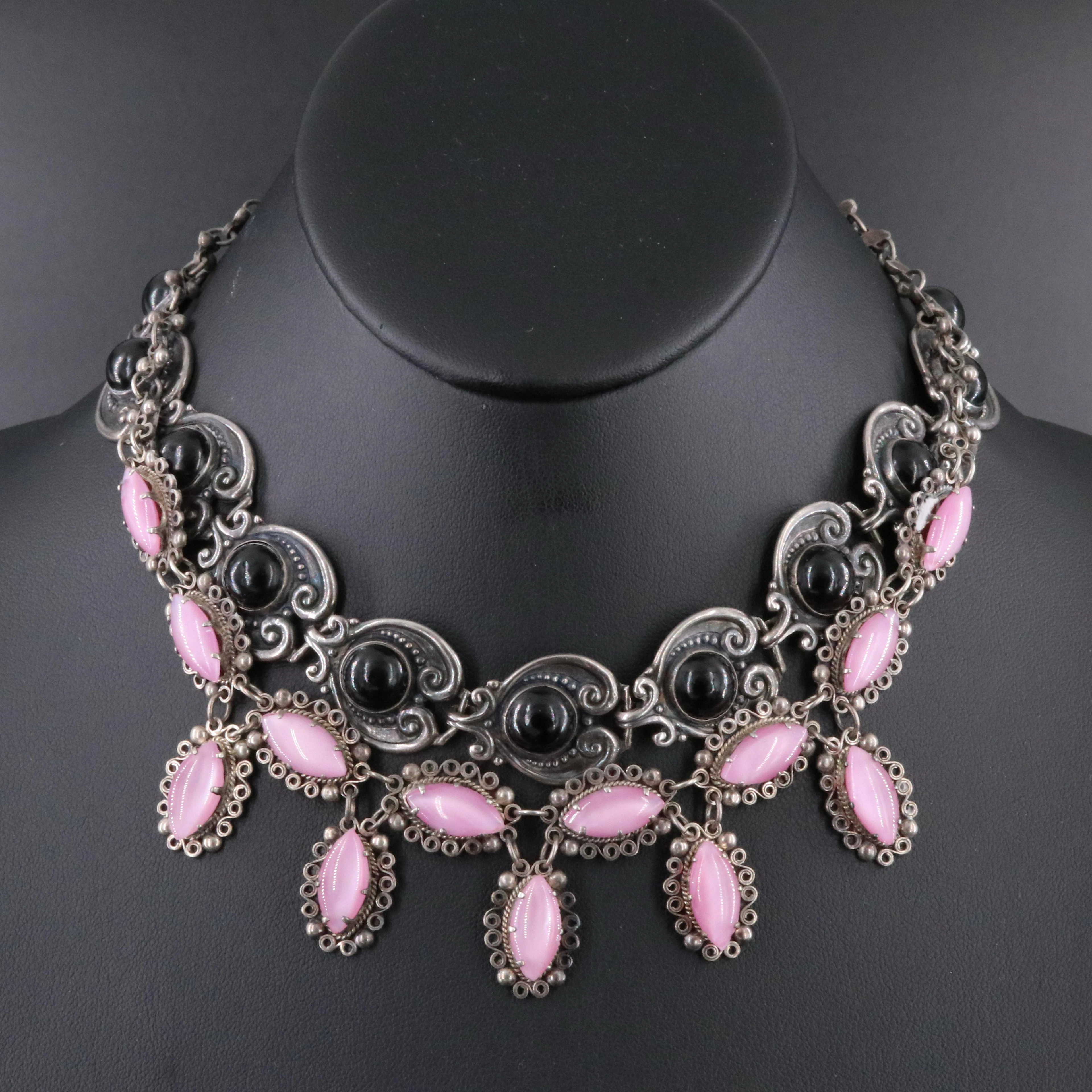 Vintage Sterling Necklaces Featuring Obsidian Margot De Taxco