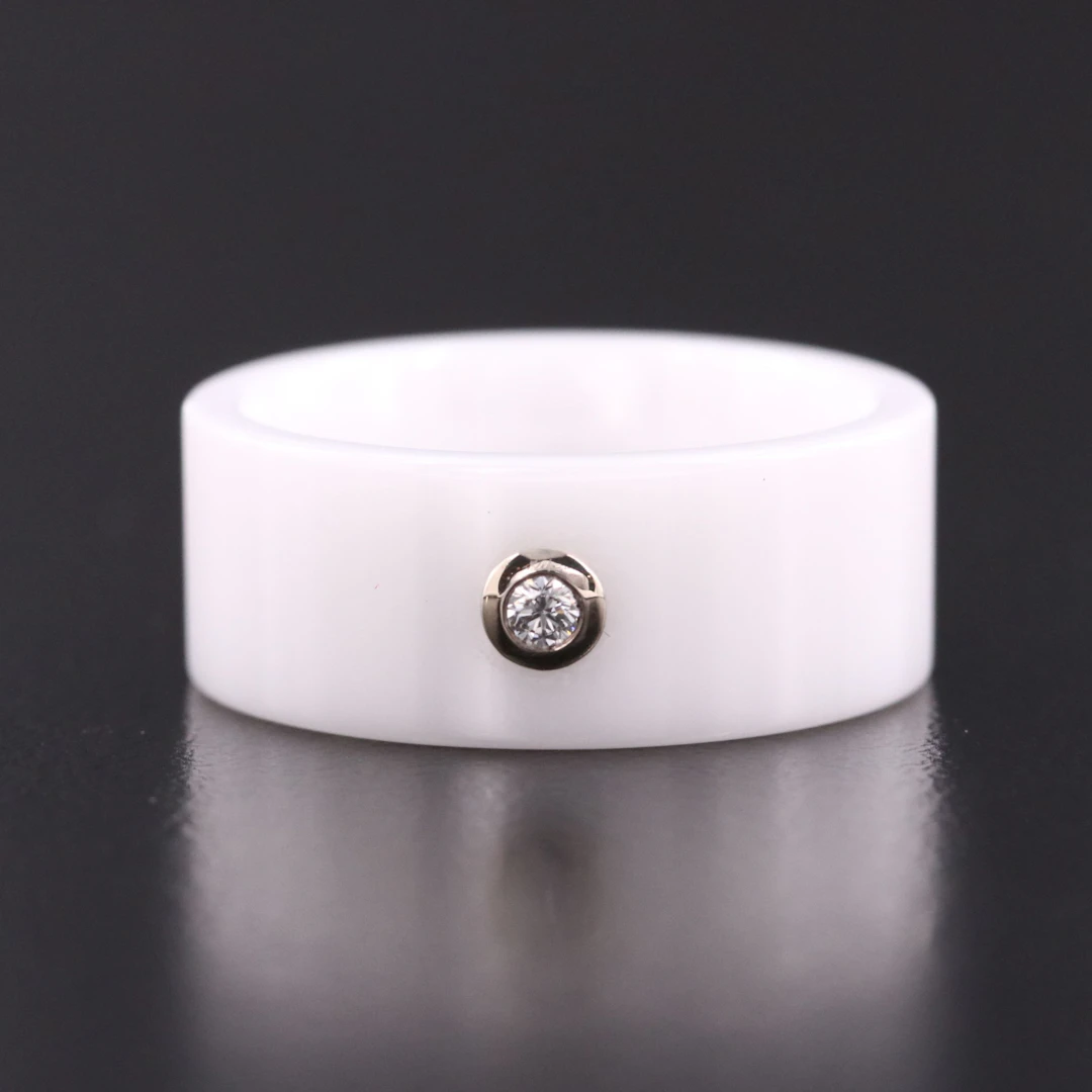 Ceramic Diamond Band with 14K Accent