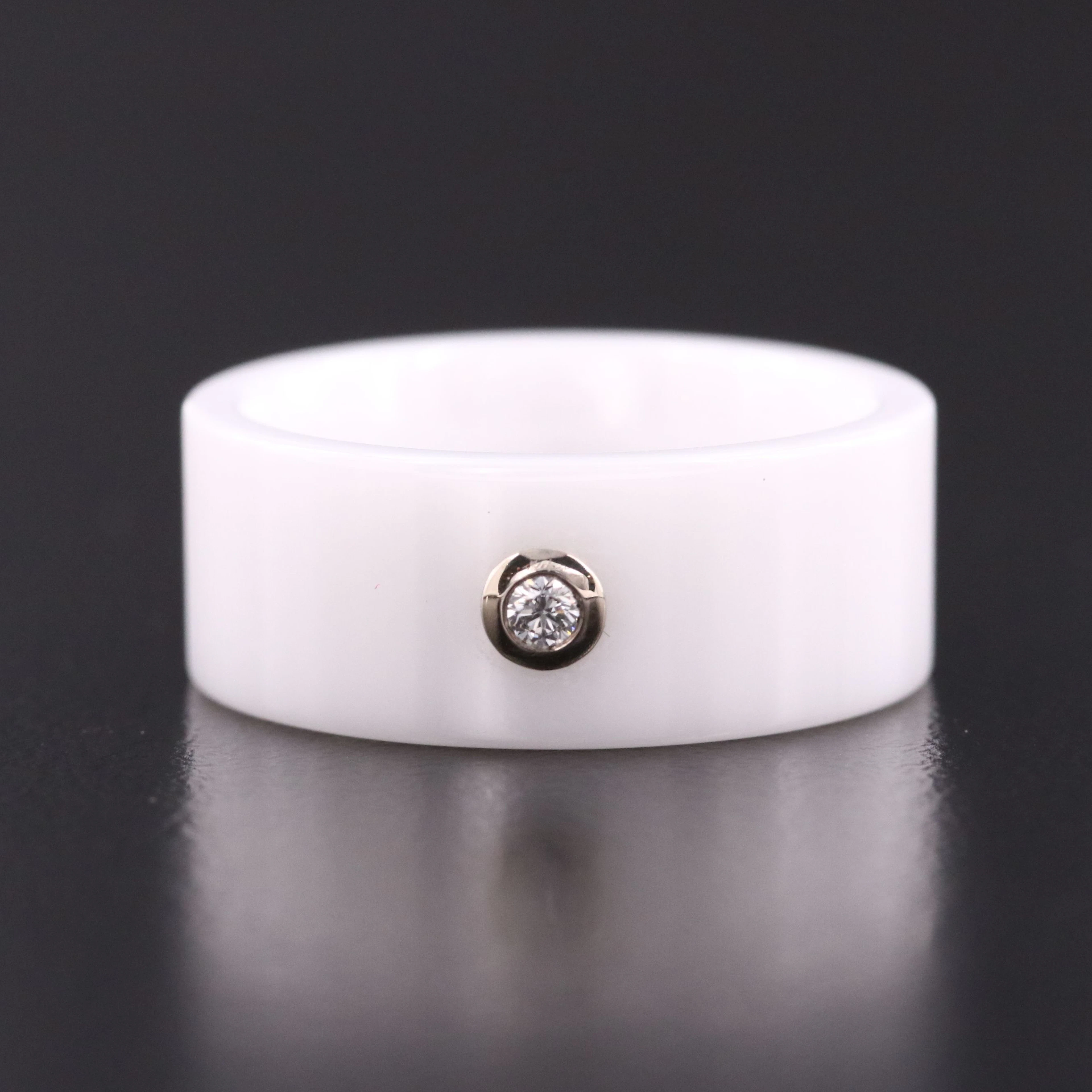 Ceramic Diamond Band with 14K Accent
