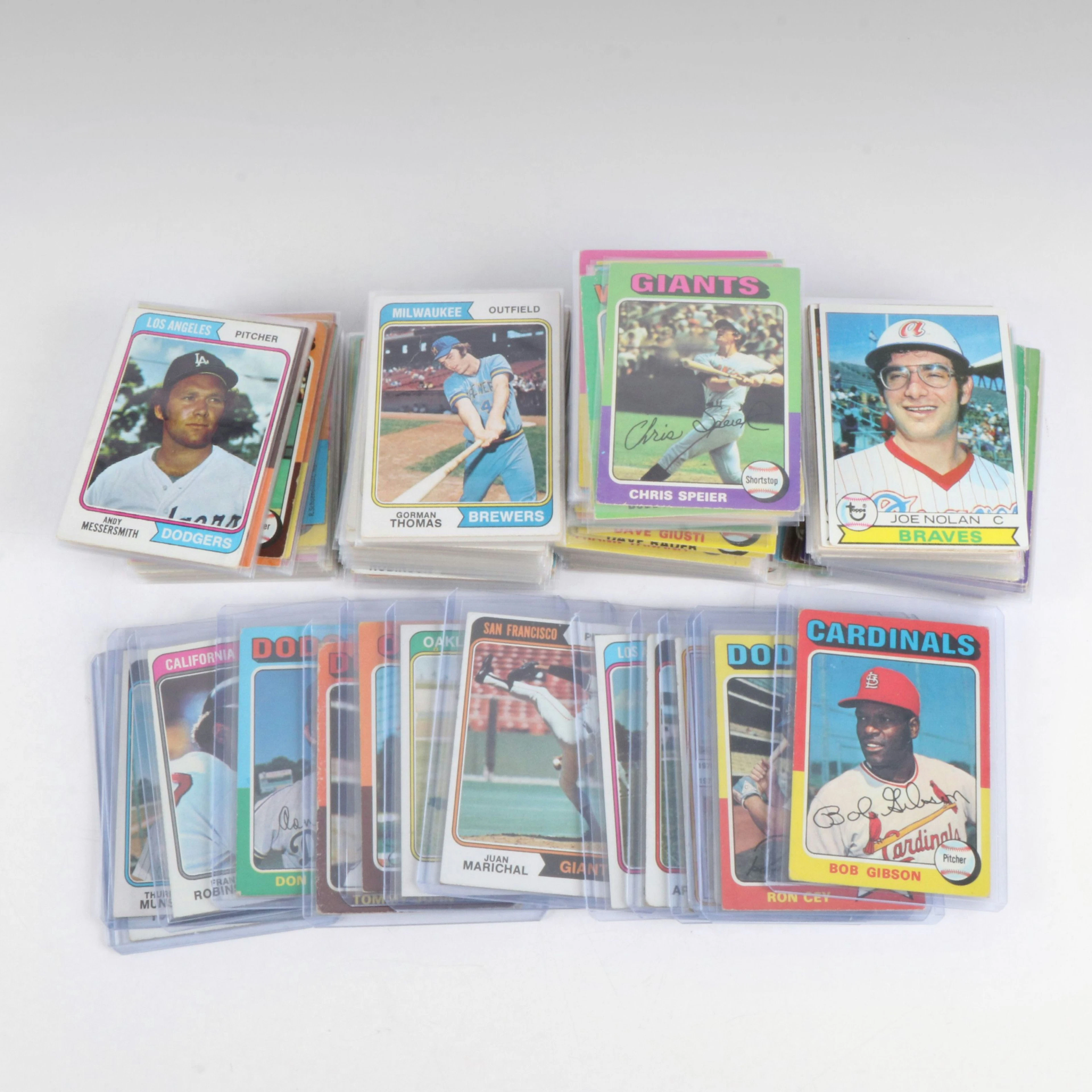 1970s Topps Baseball Cards with Thurman Munson, Frank Robinson, and Bob Gibson