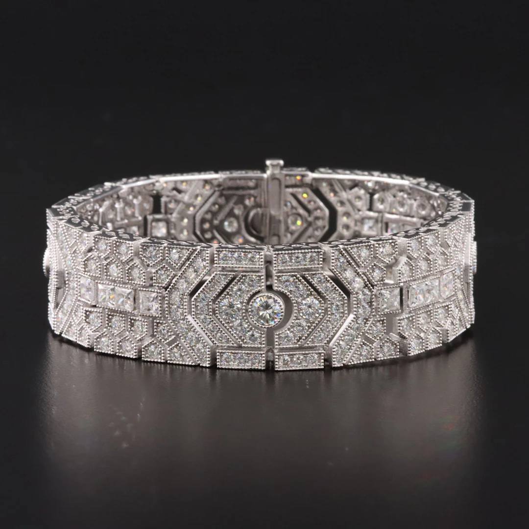 Art Deco Style Sterling Moissanite Bracelet