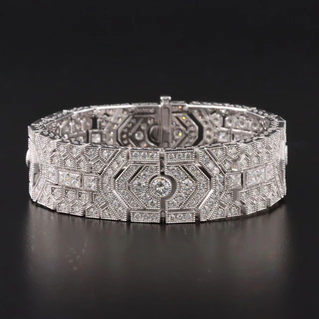 Art Deco Style Sterling Moissanite Bracelet